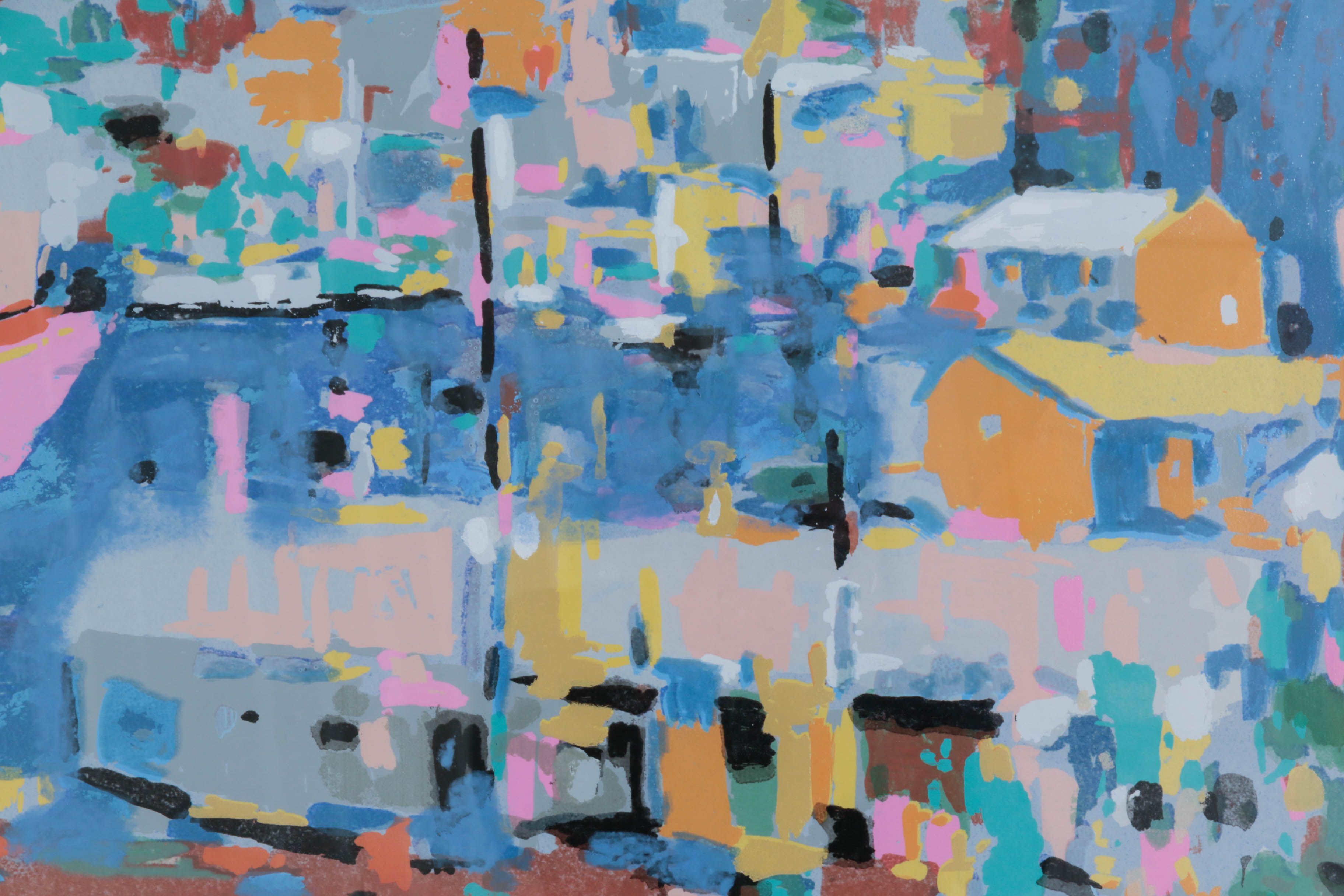 Pang Jen Serigraph "Pink Cruise and Green Mountains"