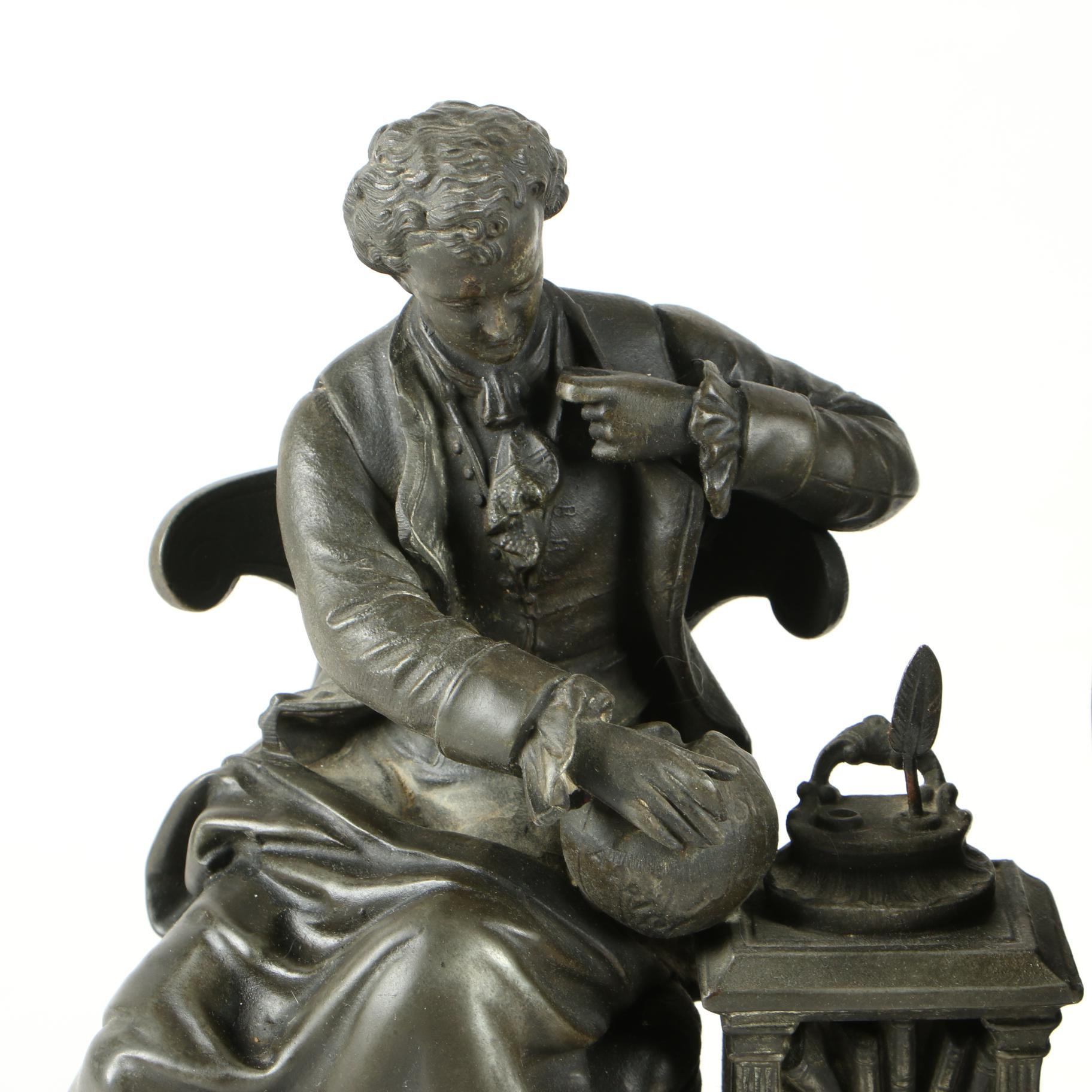 Ansonia Figural Mantle Clock of Isaac Newton