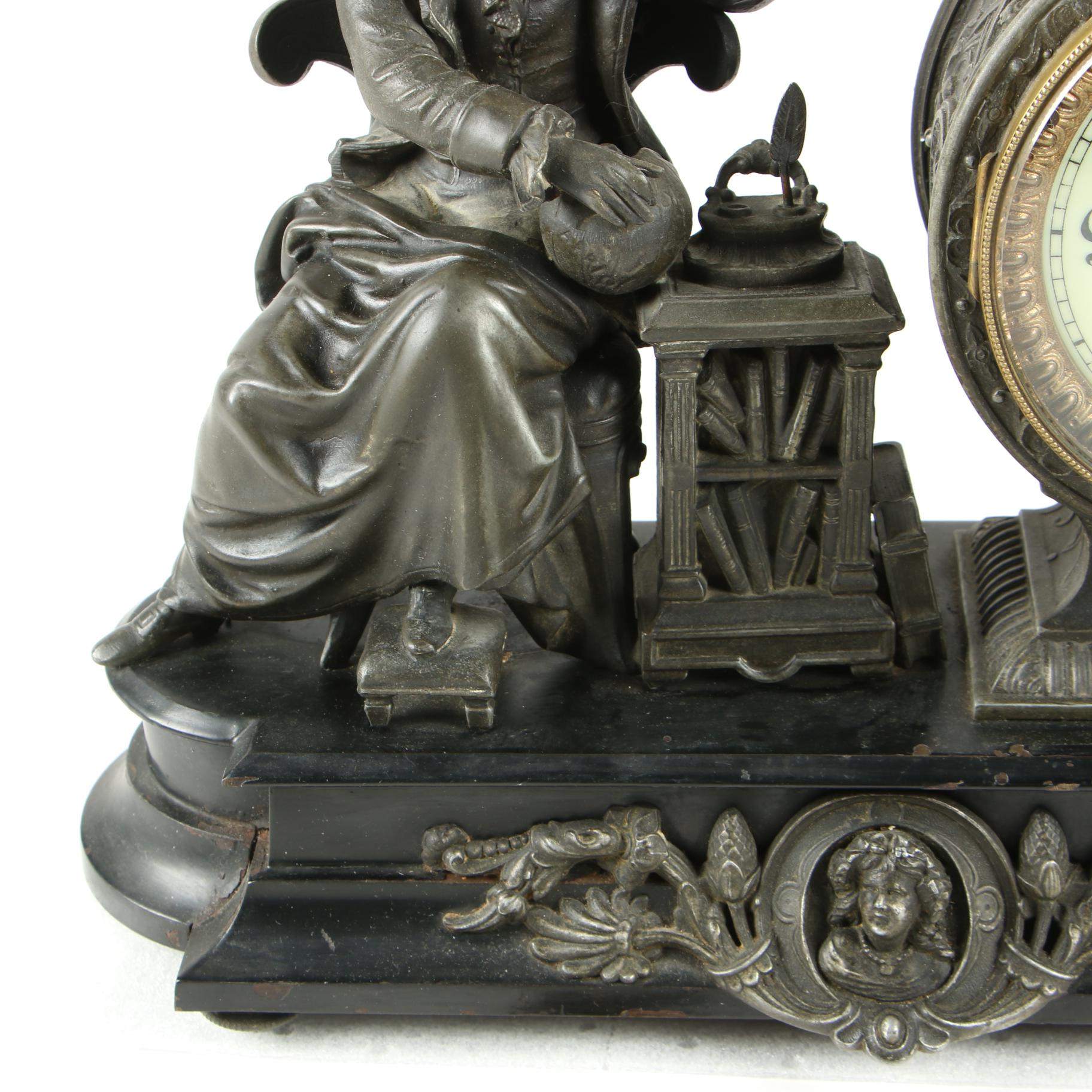 Ansonia Figural Mantle Clock of Isaac Newton