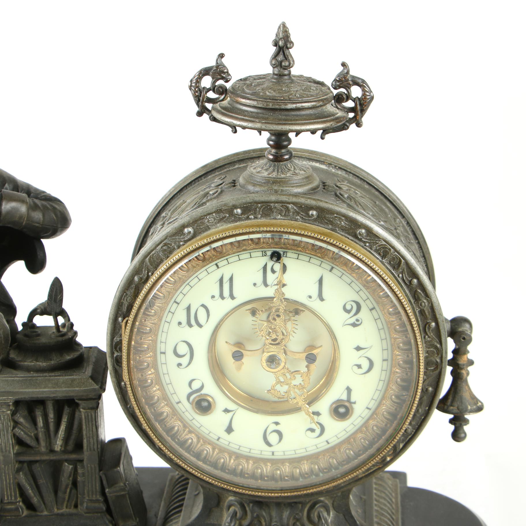 Ansonia Figural Mantle Clock of Isaac Newton