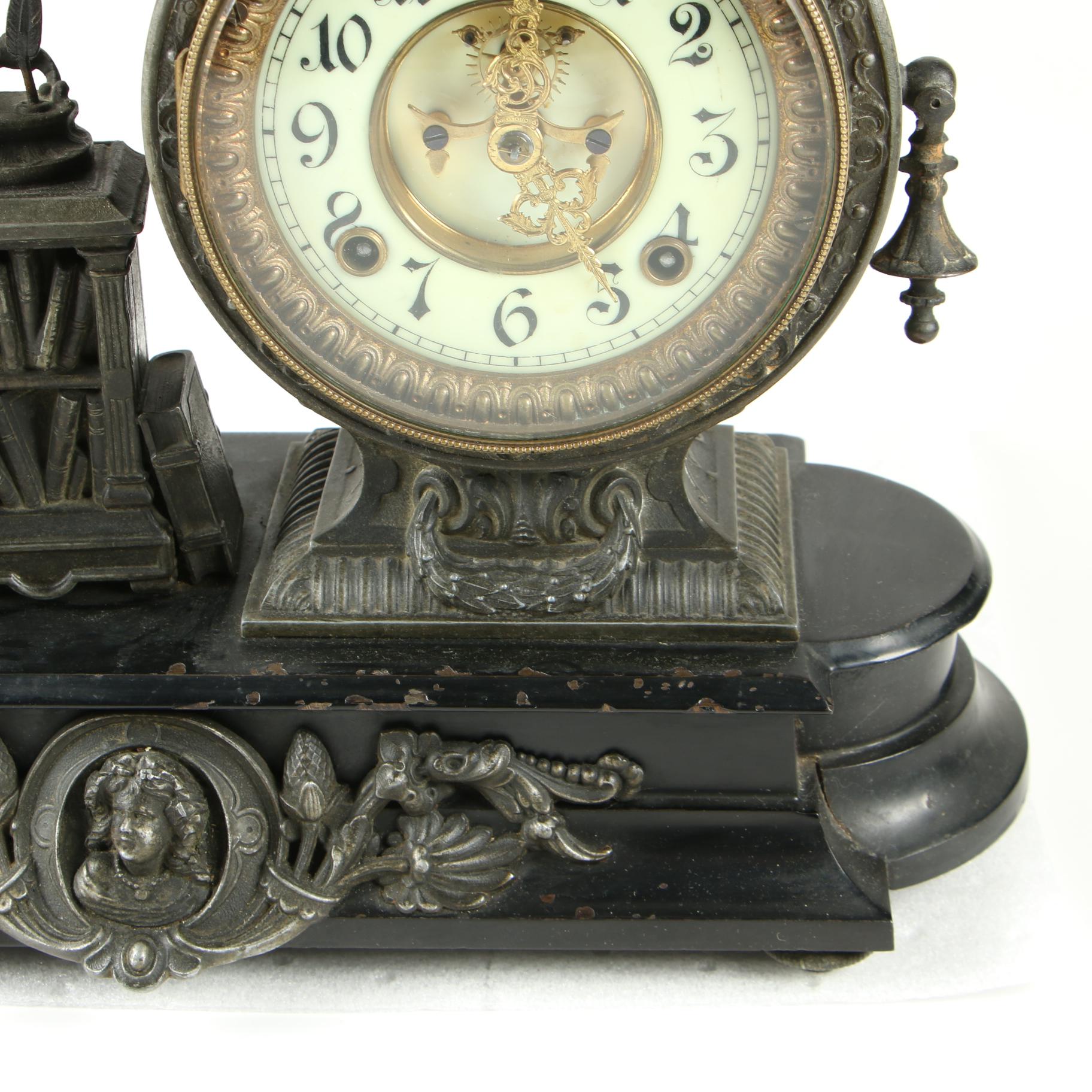 Ansonia Figural Mantle Clock of Isaac Newton