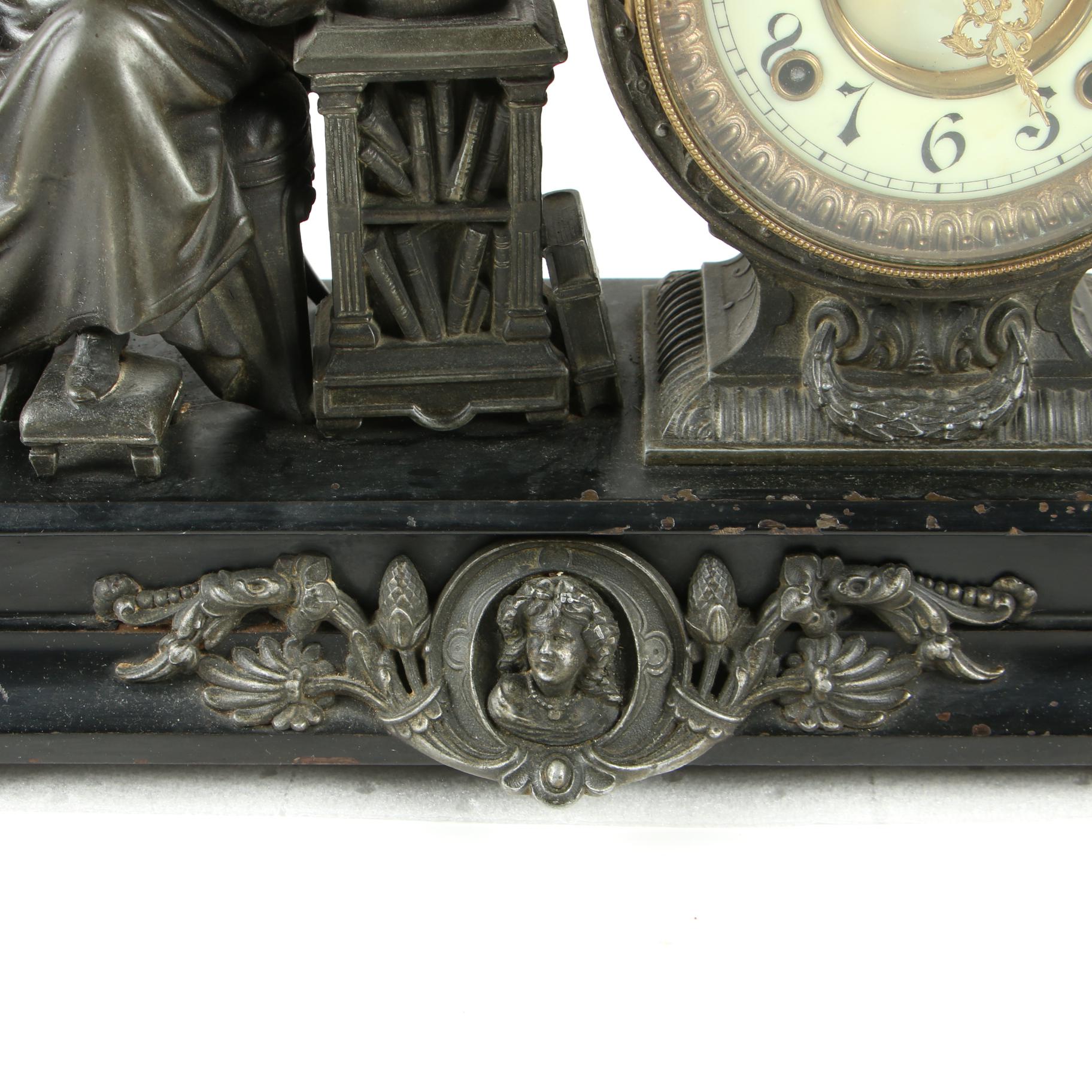 Ansonia Figural Mantle Clock of Isaac Newton