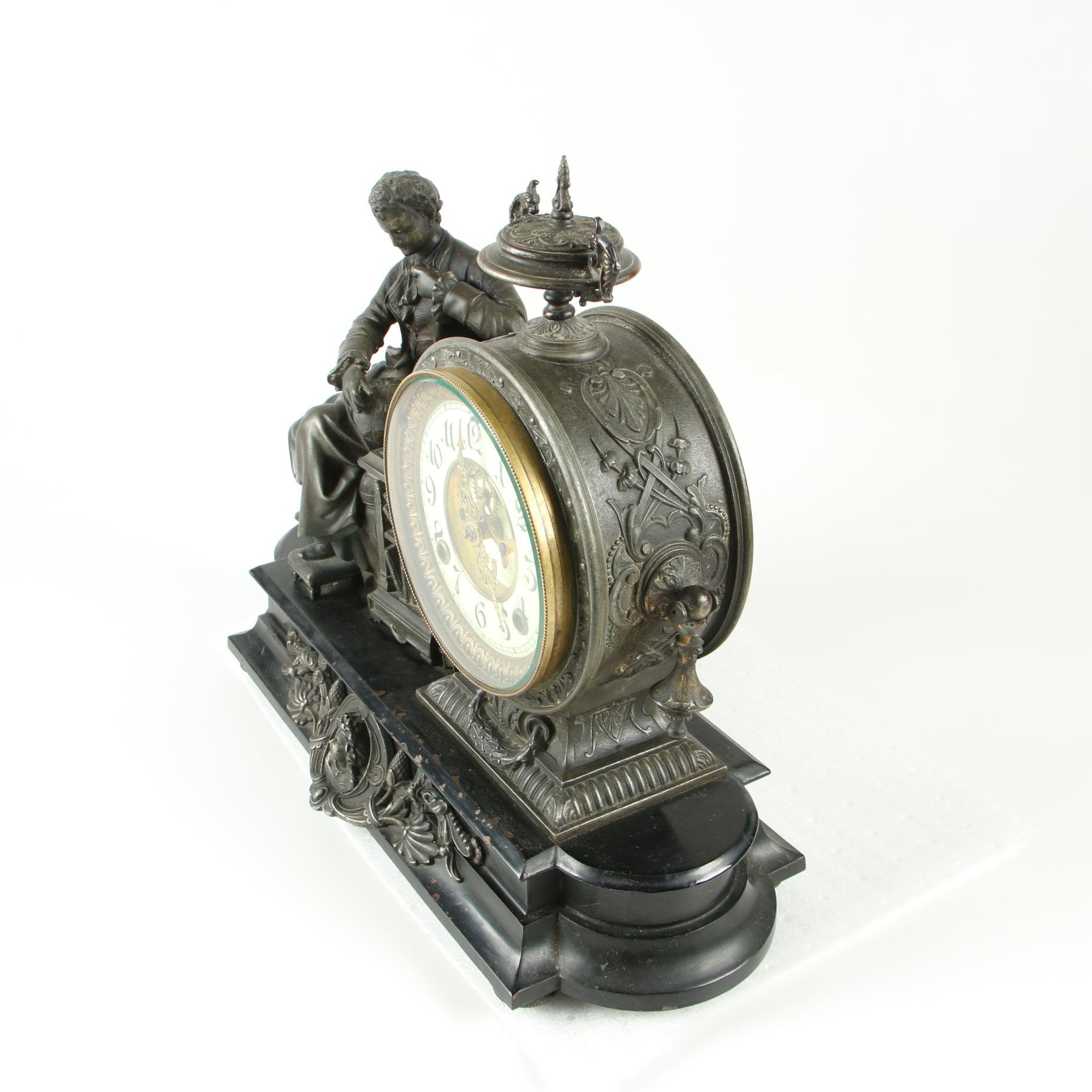 Ansonia Figural Mantle Clock of Isaac Newton