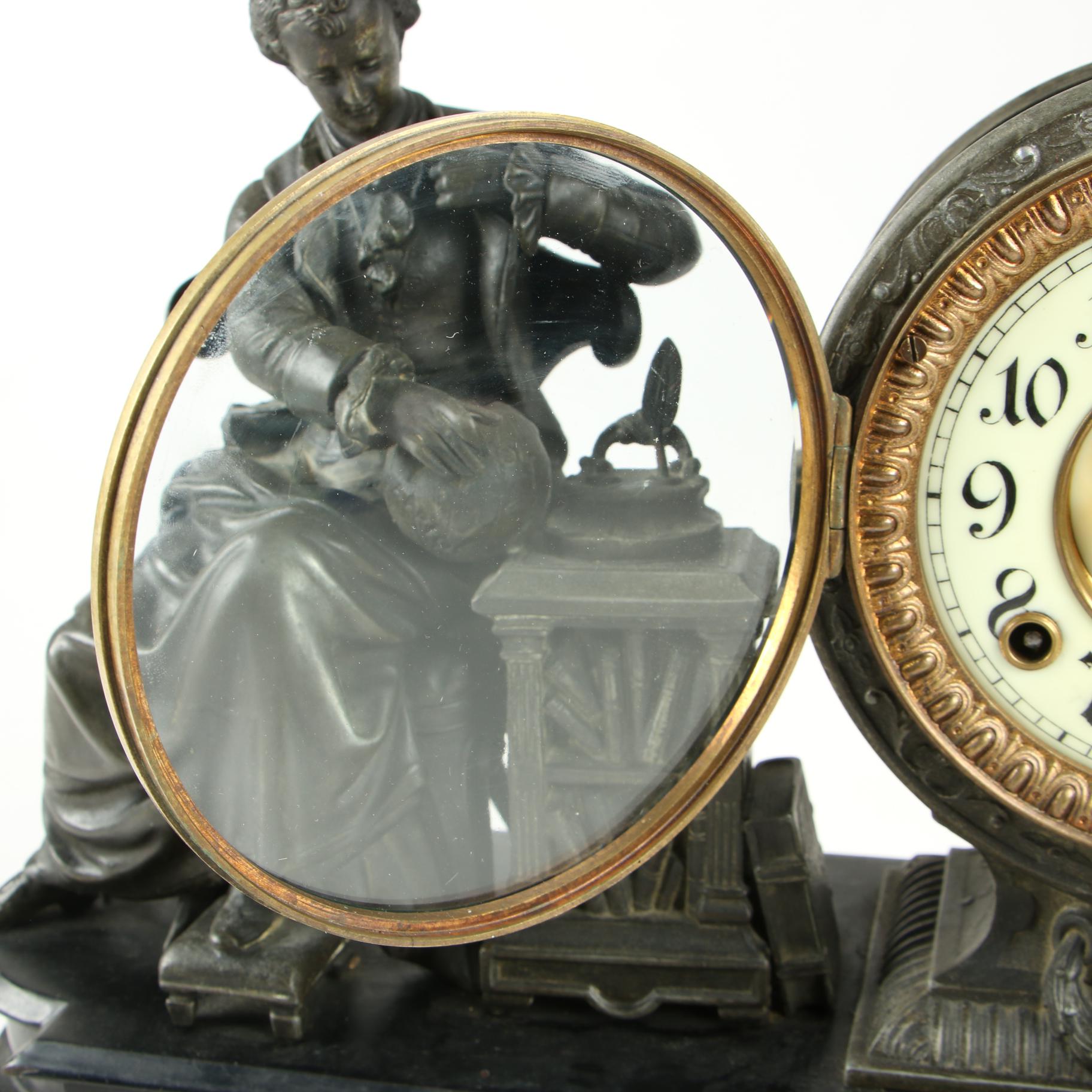 Ansonia Figural Mantle Clock of Isaac Newton