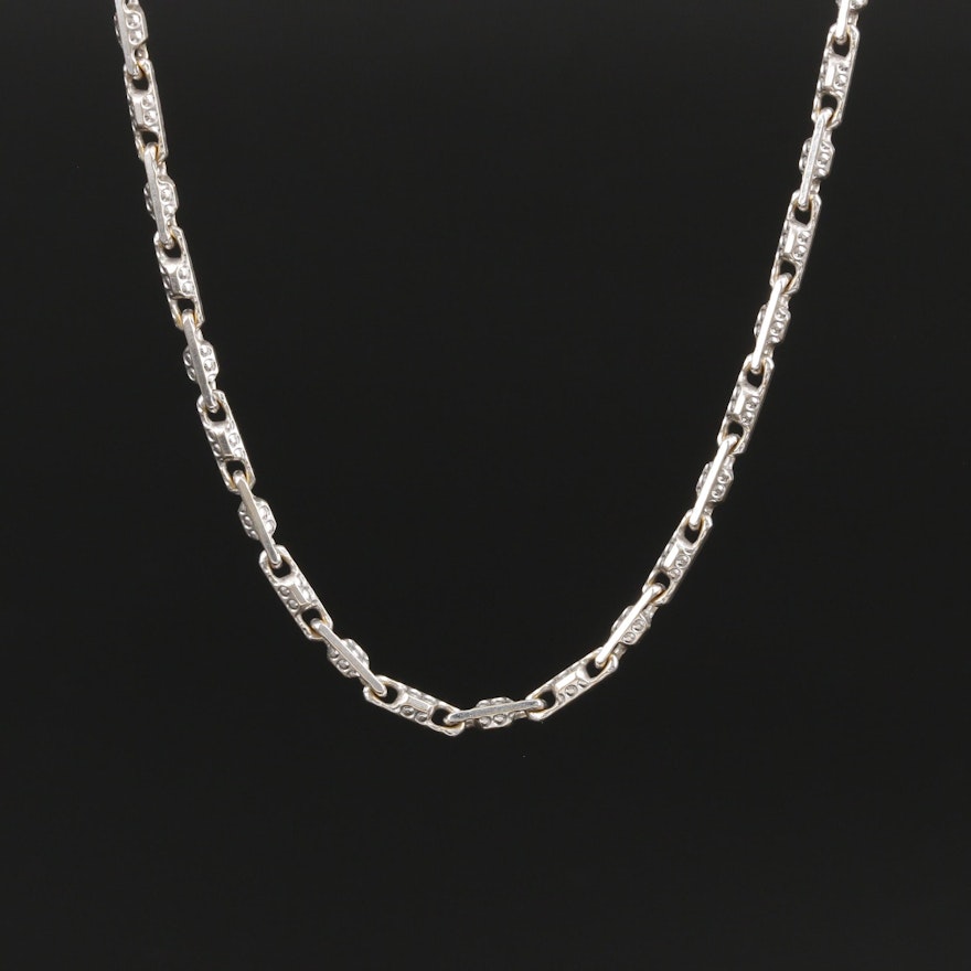 18K White Gold Fancy Link Necklace
