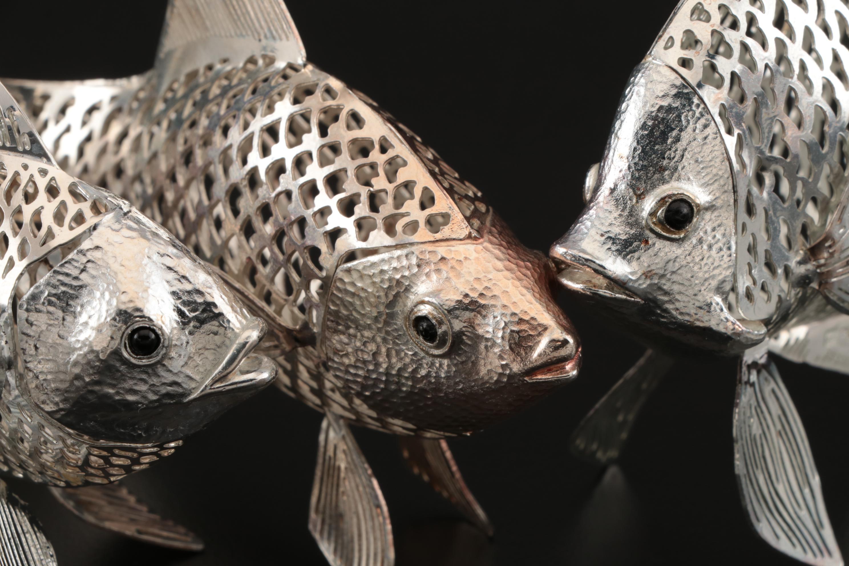 Christofle Silver Plate Fish Figurines From The Lumiere D'Argent Collection