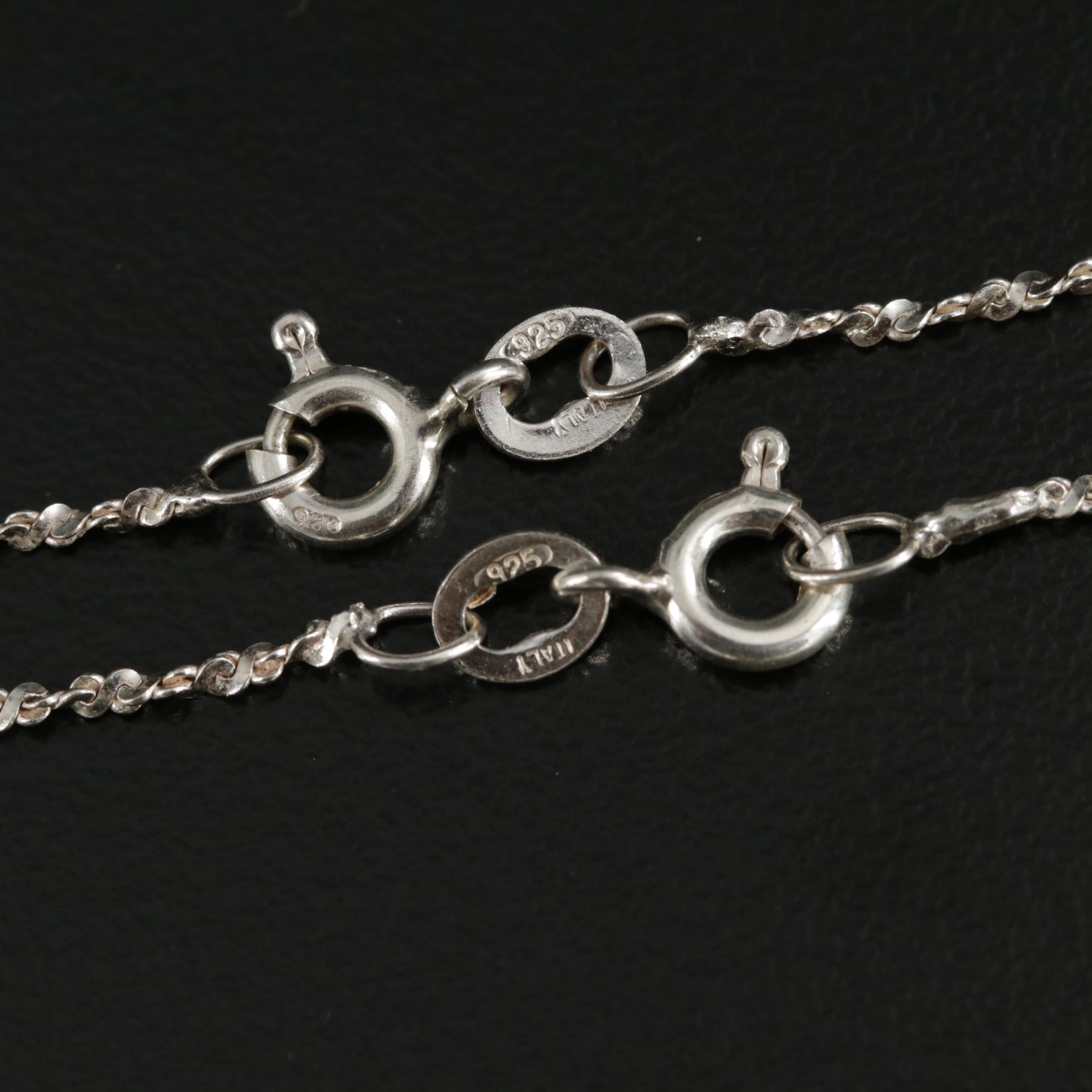 Sterling Silver Heart Pendant Necklaces and Teddy Bear Pendant