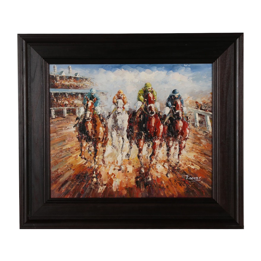 Impressionistic Oil Painting of Horse Race