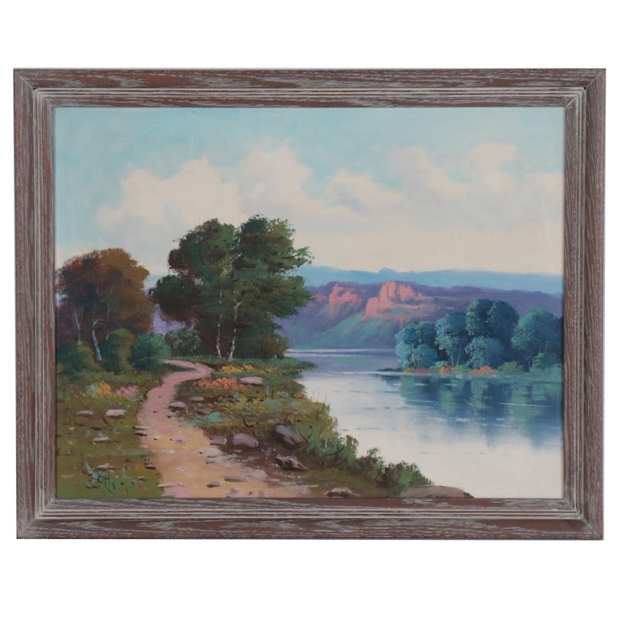 Landscape Oil Painting of Western River Scene