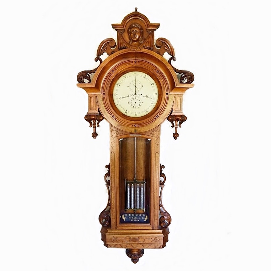 E. Howard Astronomical Regulator #44 Clock in Carved Walnut Case