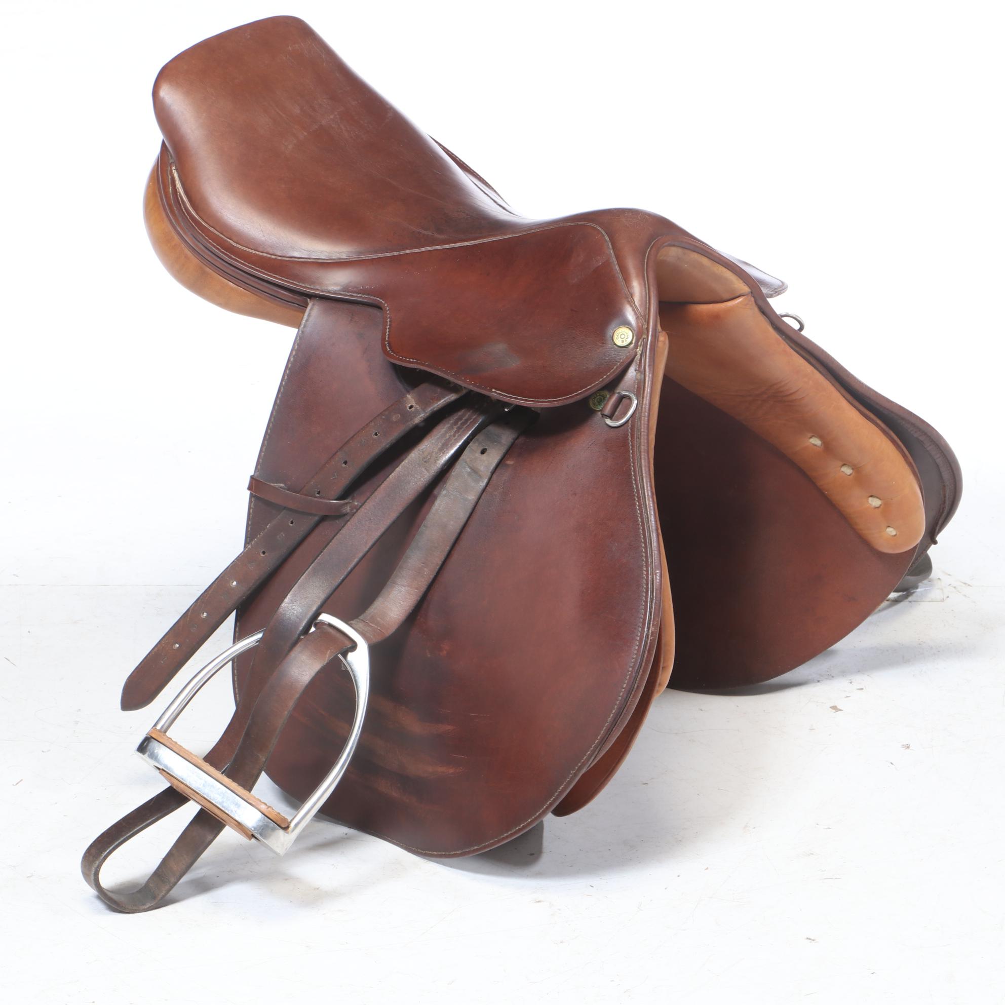 English Leather Saddles from Collegiate and Crosby, Mid-20th Century