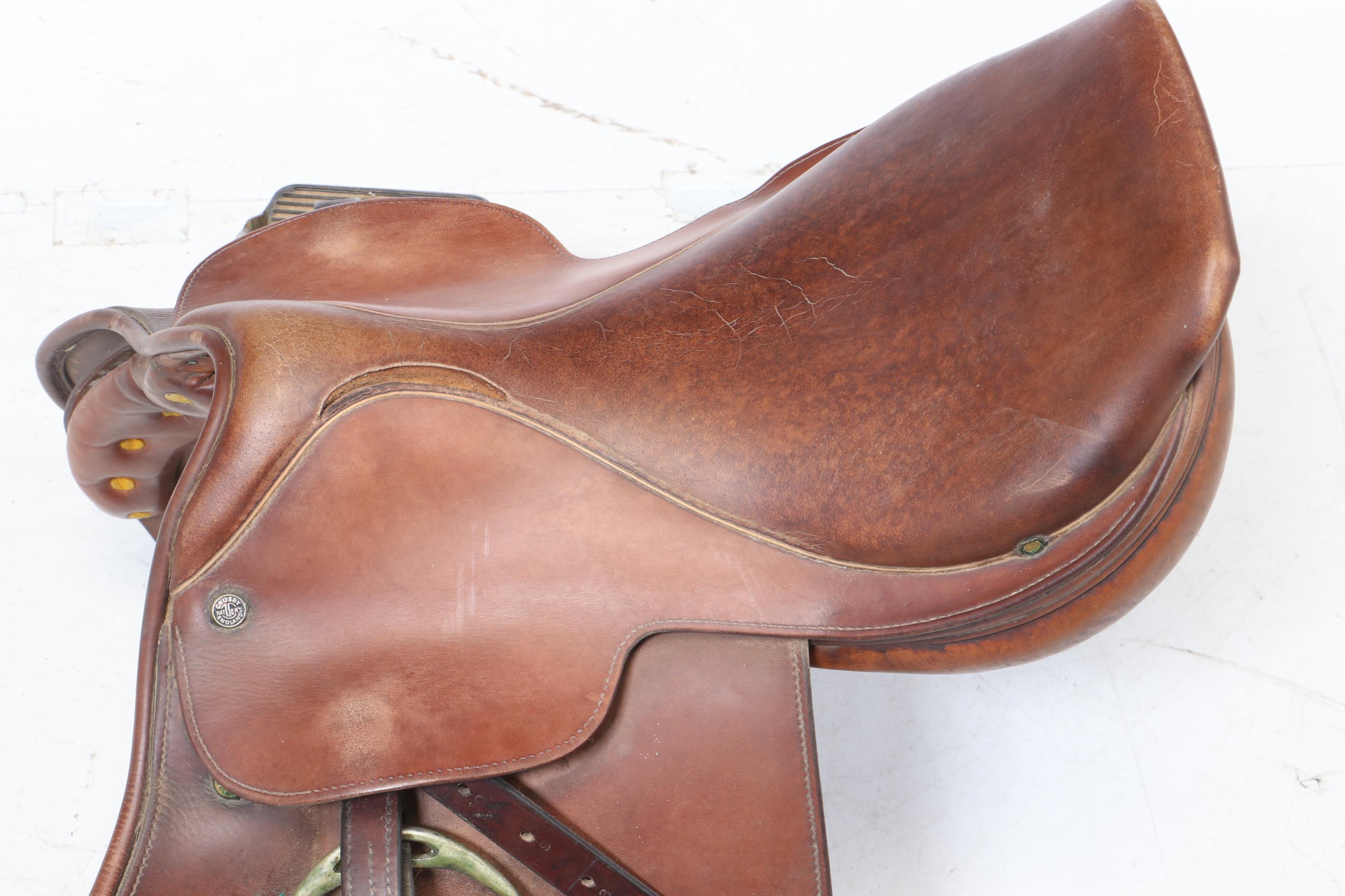 English Leather Saddles from Collegiate and Crosby, Mid-20th Century