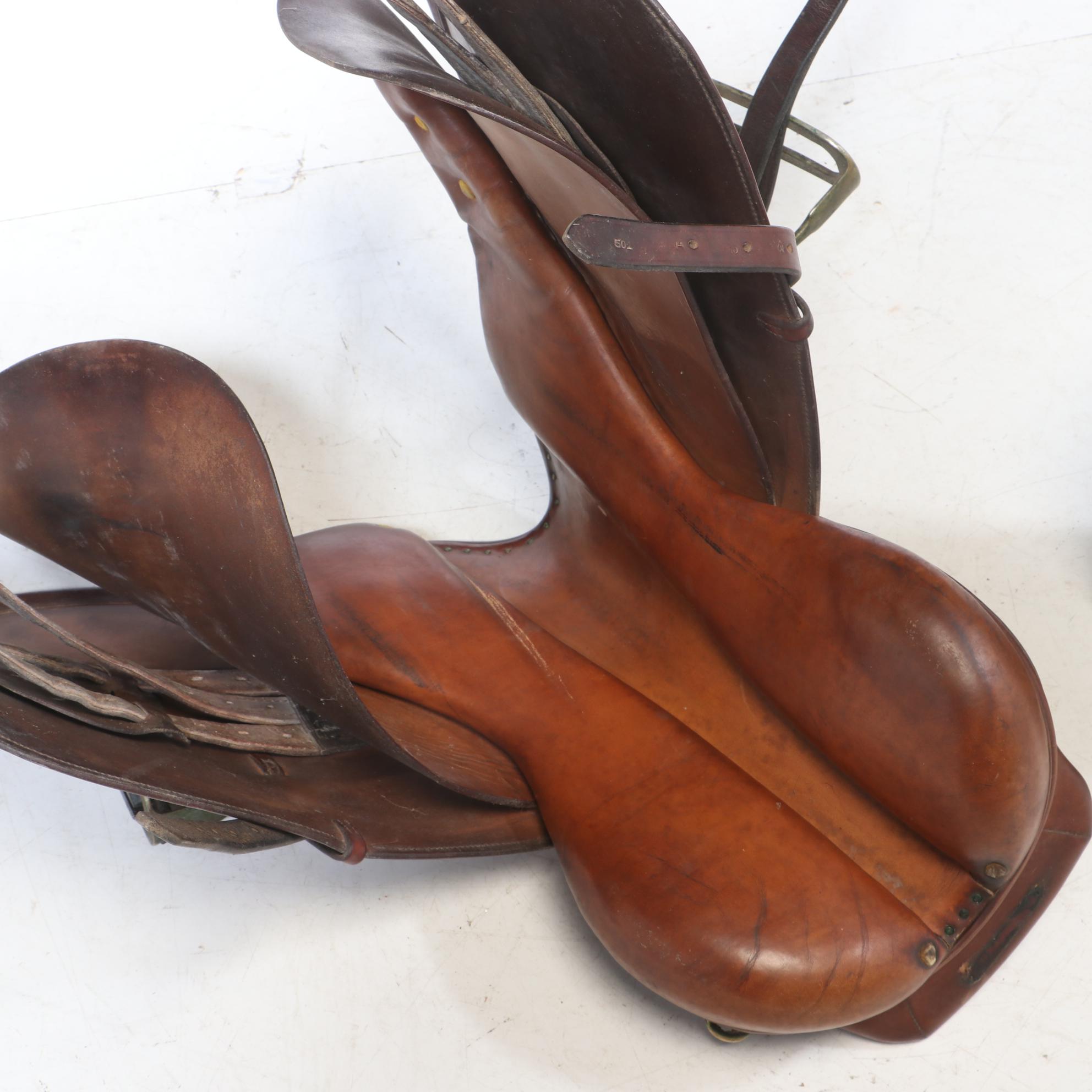 English Leather Saddles from Collegiate and Crosby, Mid-20th Century