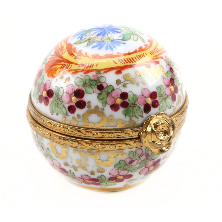 Hand-Painted Porcelain Floral Limoges Box