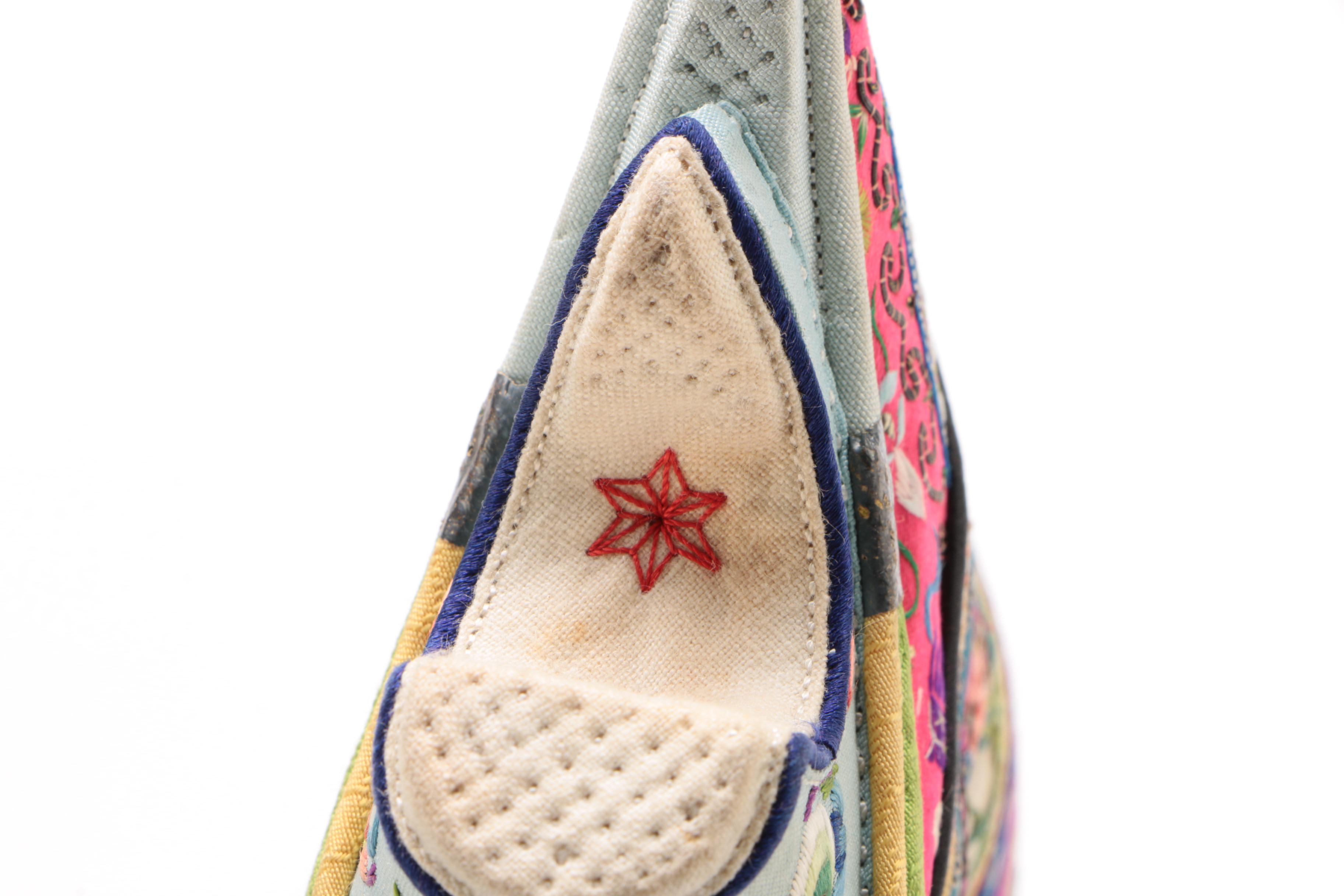 Antique Chinese Embroidered Silk Lotus Shoes, circa 1900