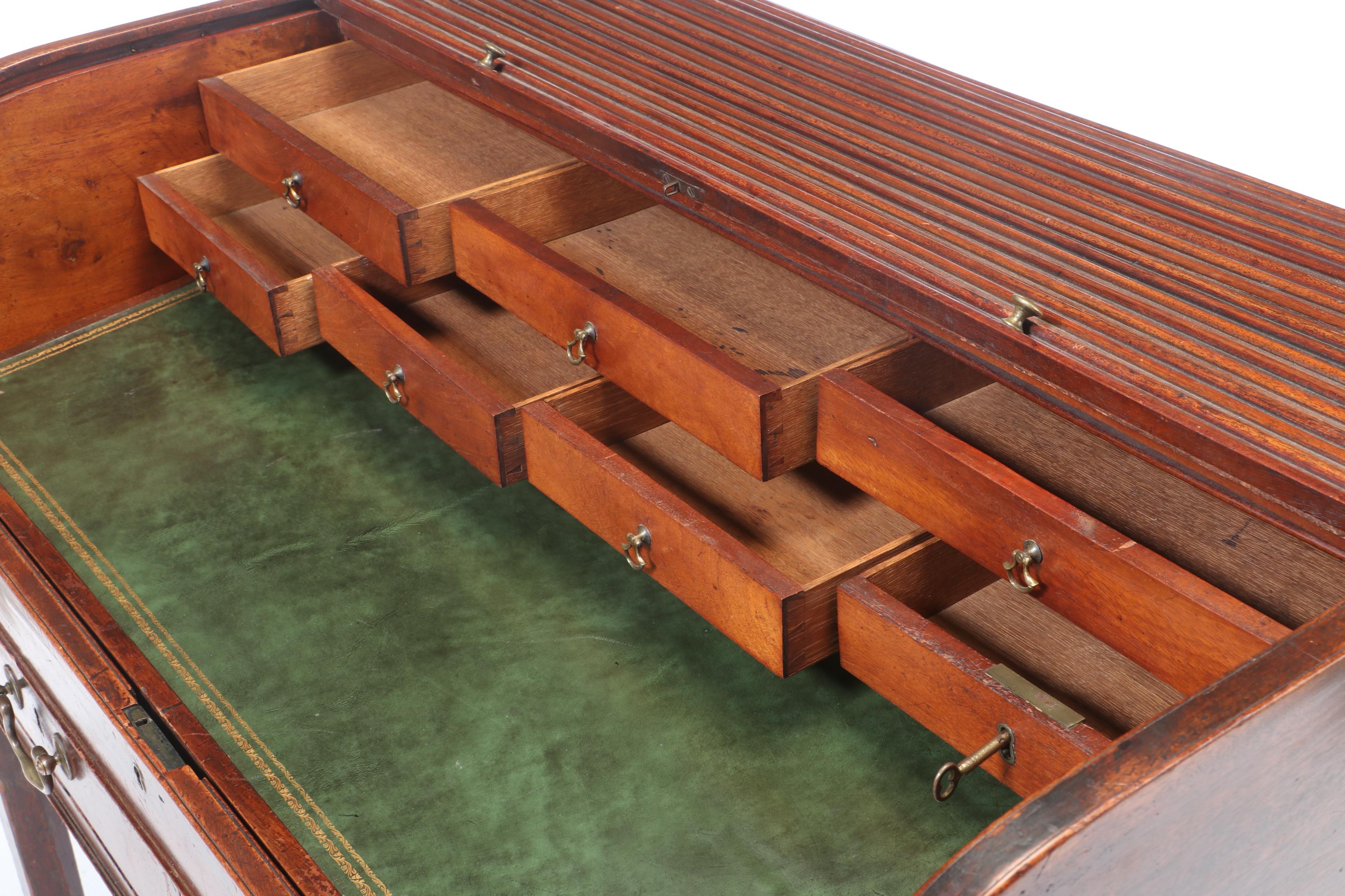 George III Mahogany Tambour Bureau, circa 1800