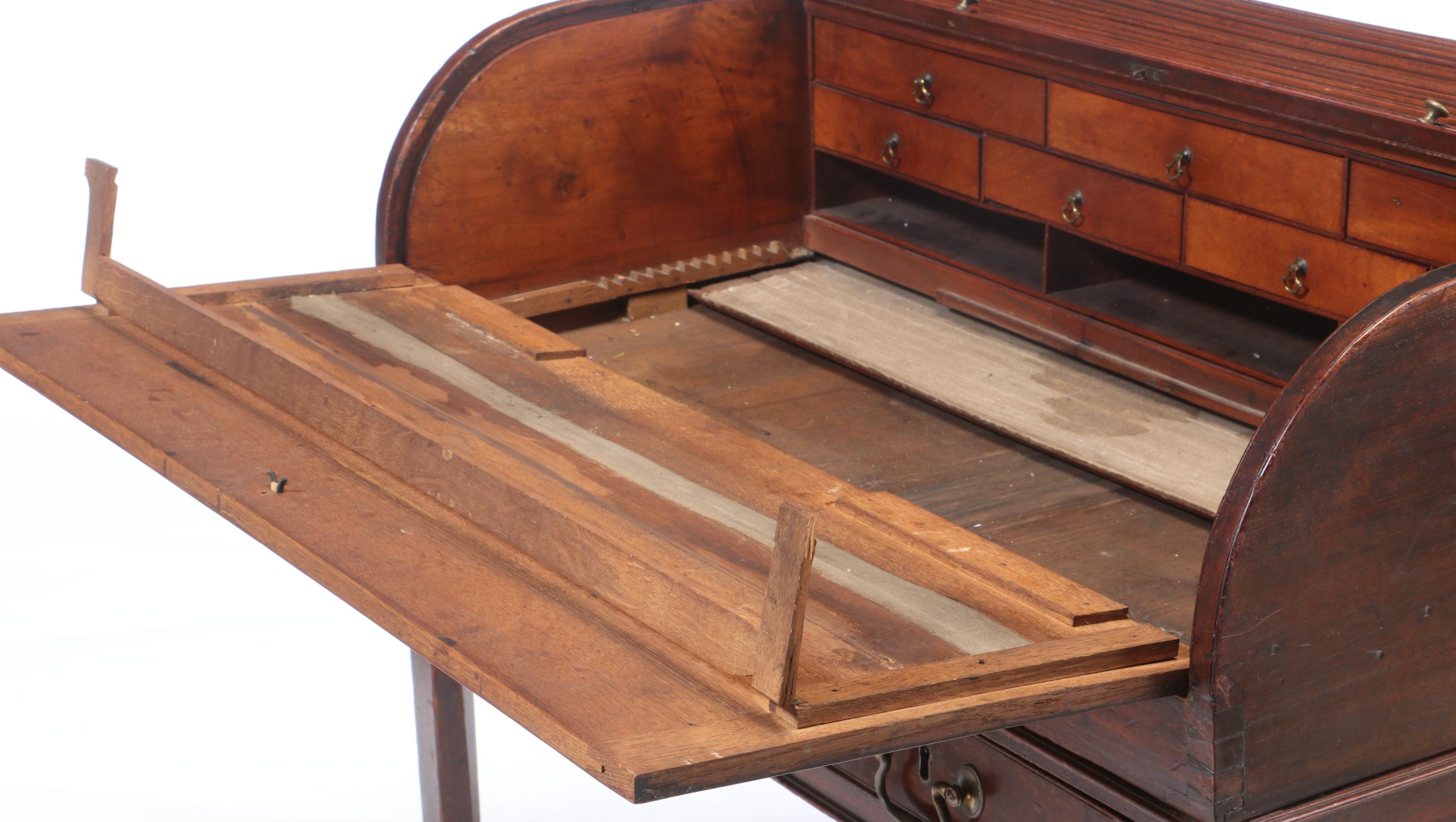 George III Mahogany Tambour Bureau, circa 1800
