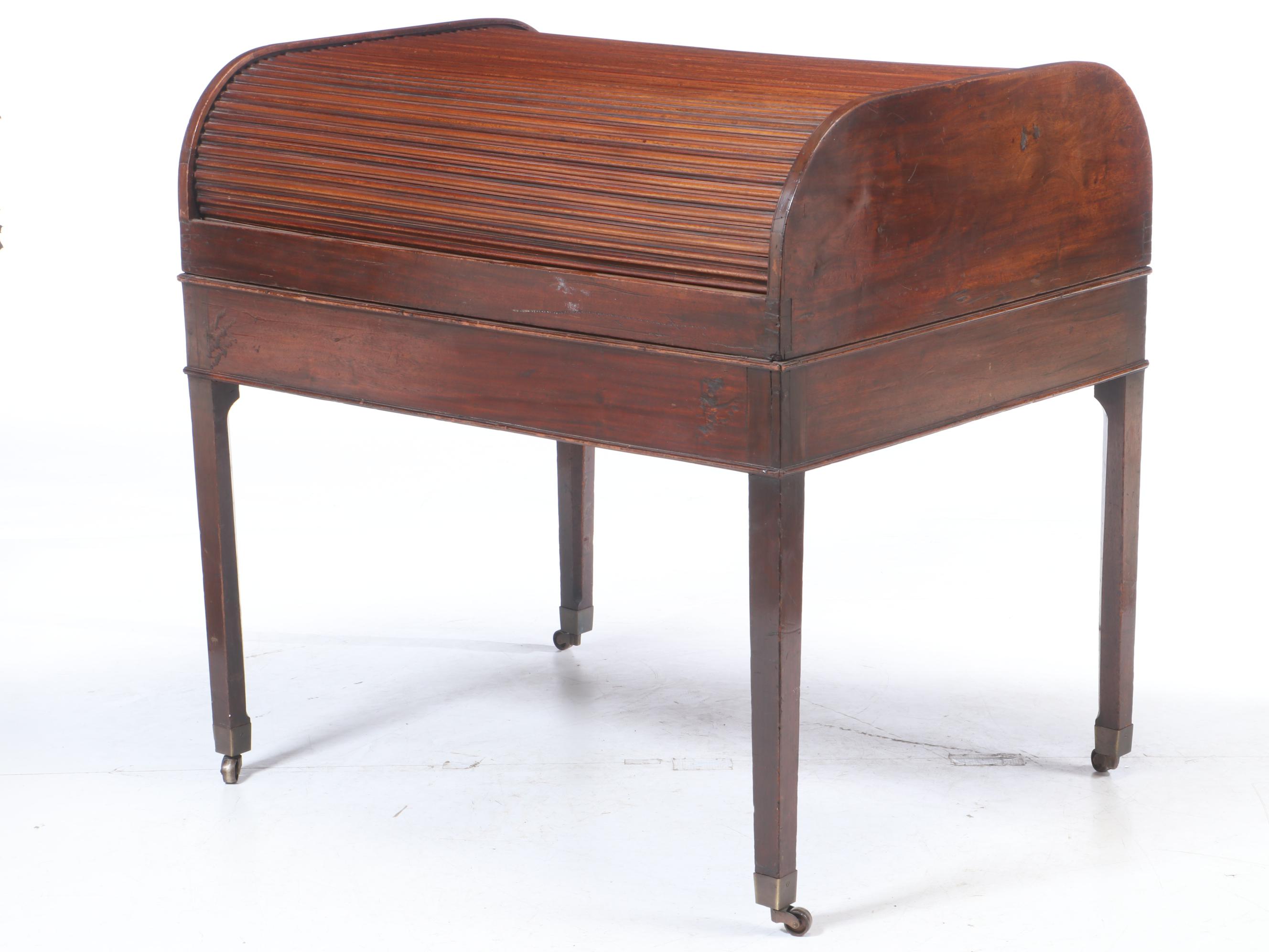 George III Mahogany Tambour Bureau, circa 1800