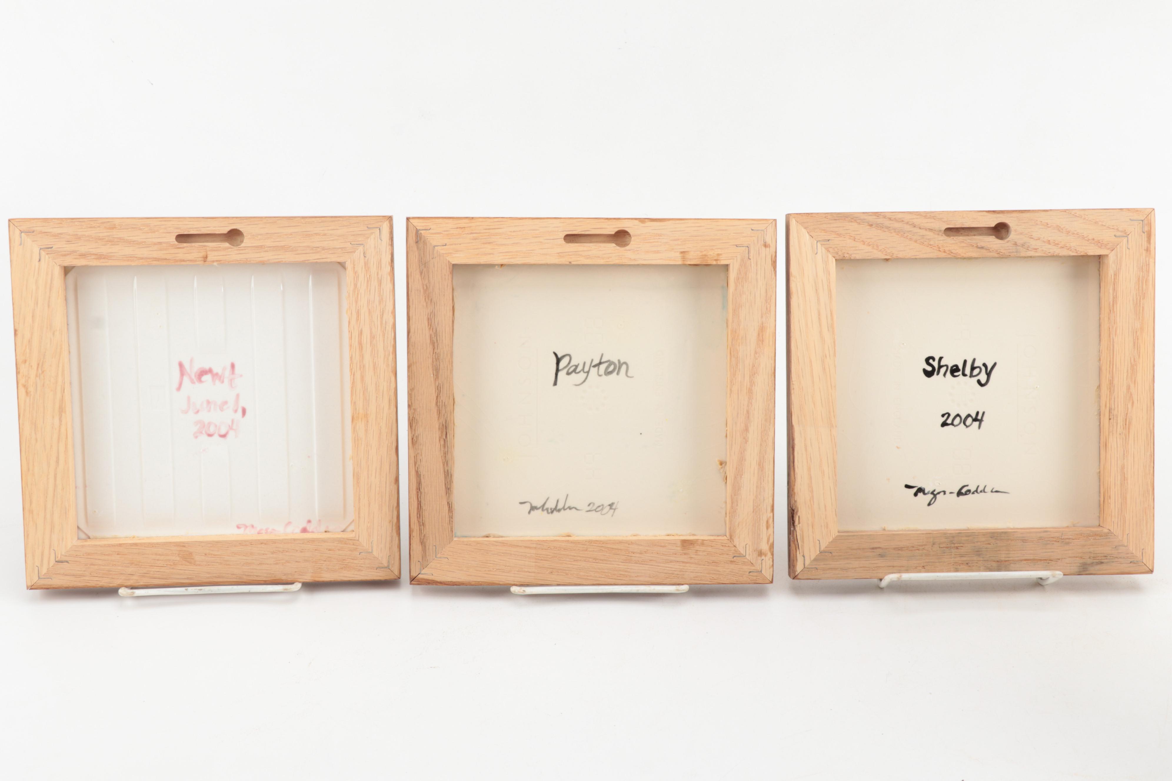 Framed Dog Tiles with Animal Figurines