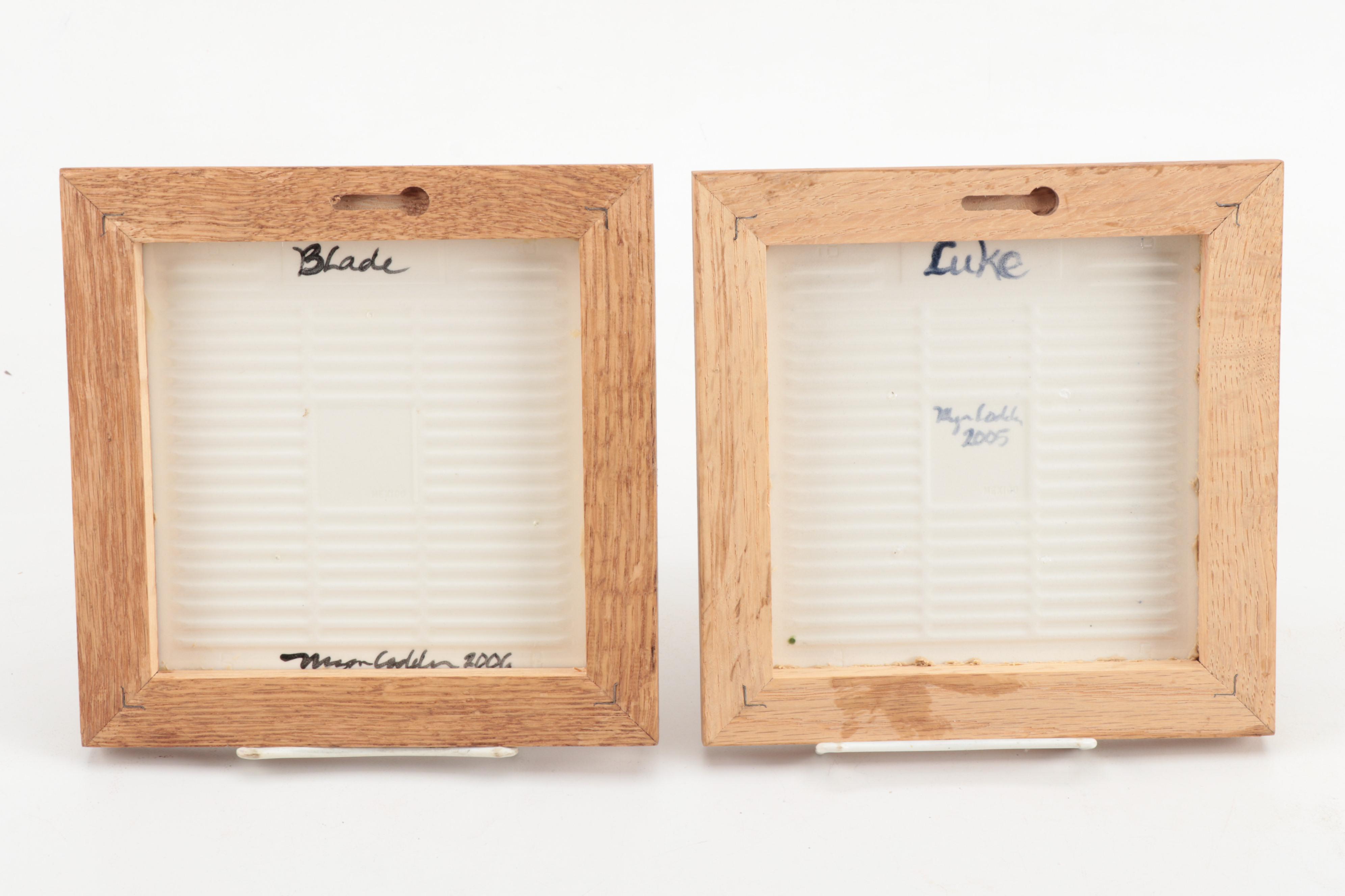 Framed Dog Tiles with Animal Figurines