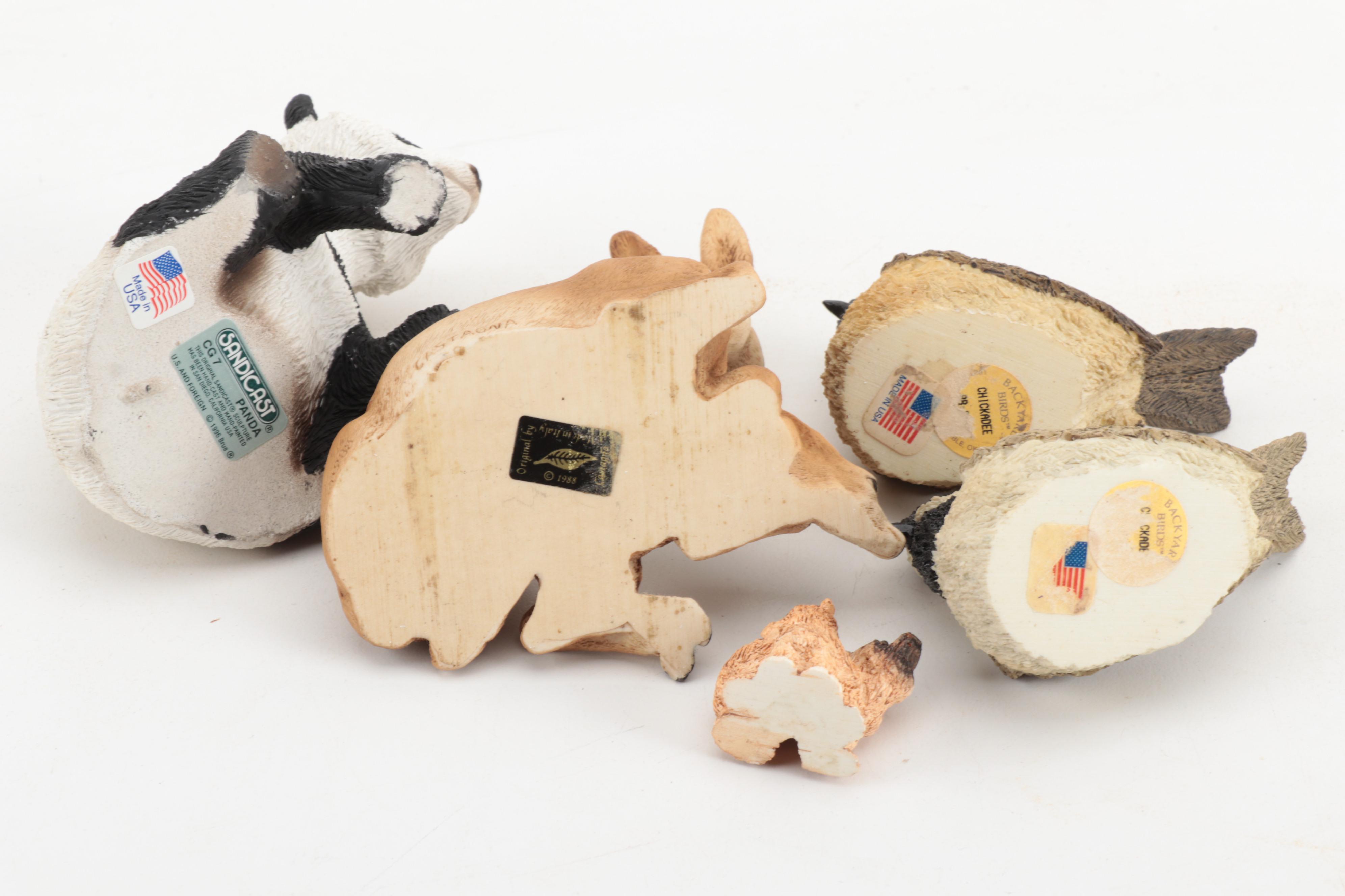 Framed Dog Tiles with Animal Figurines