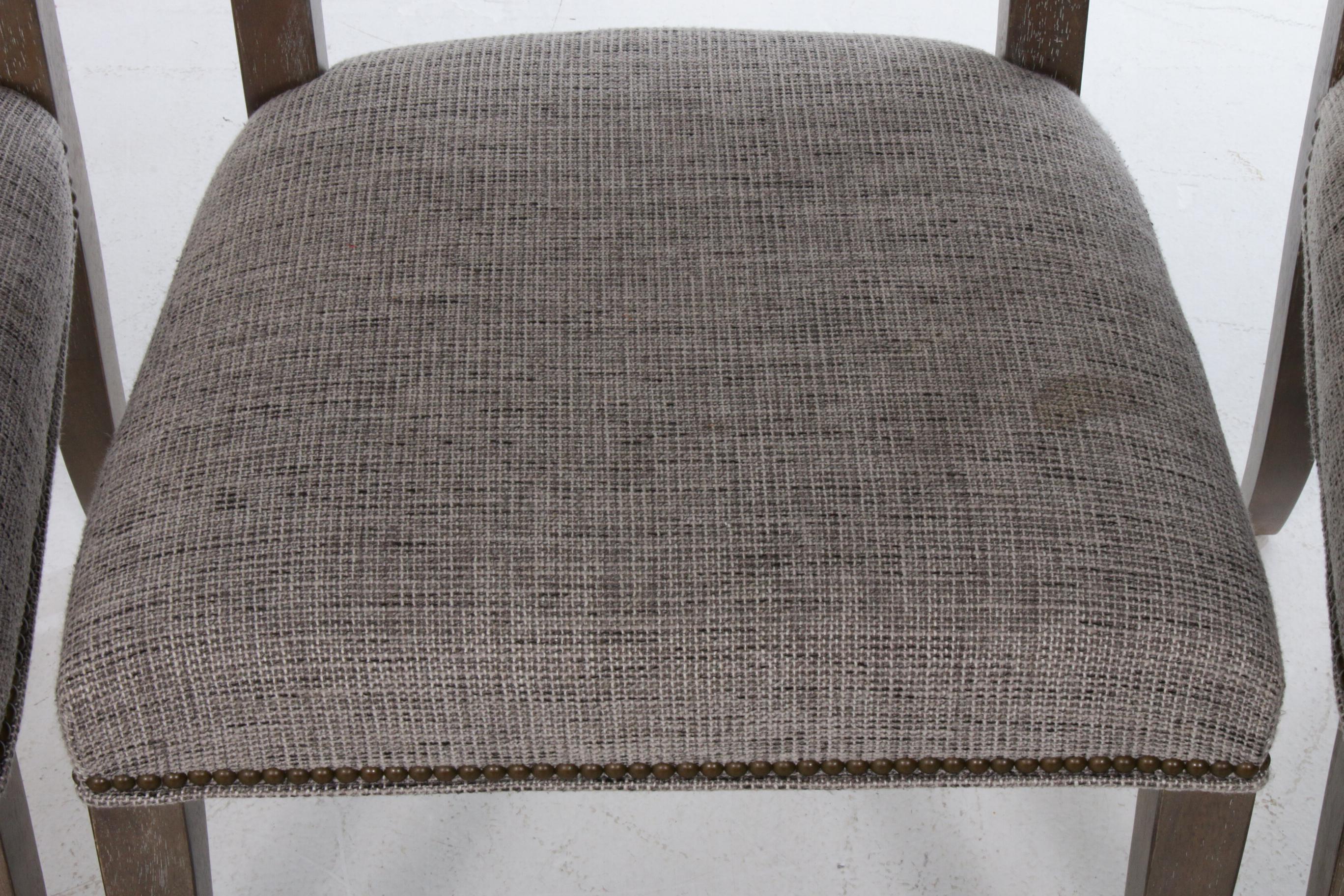 Three Contemporary Grey Tweed Dining Side Chairs