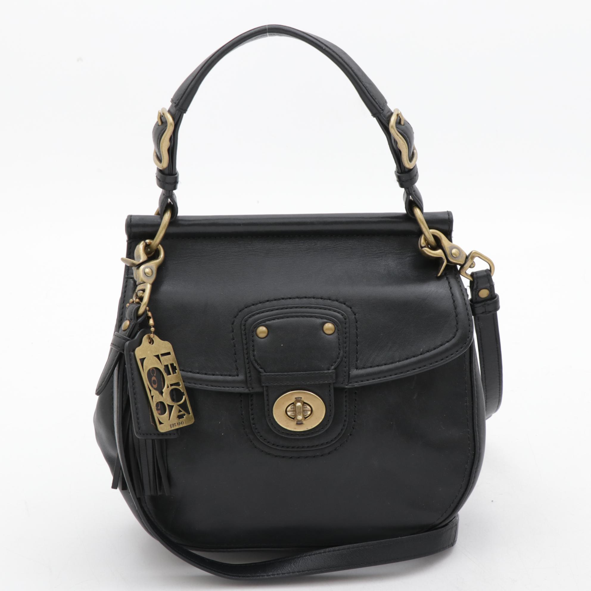 Coach Black Leather Willis 70th Anniversary Bag with Bifold Wallet