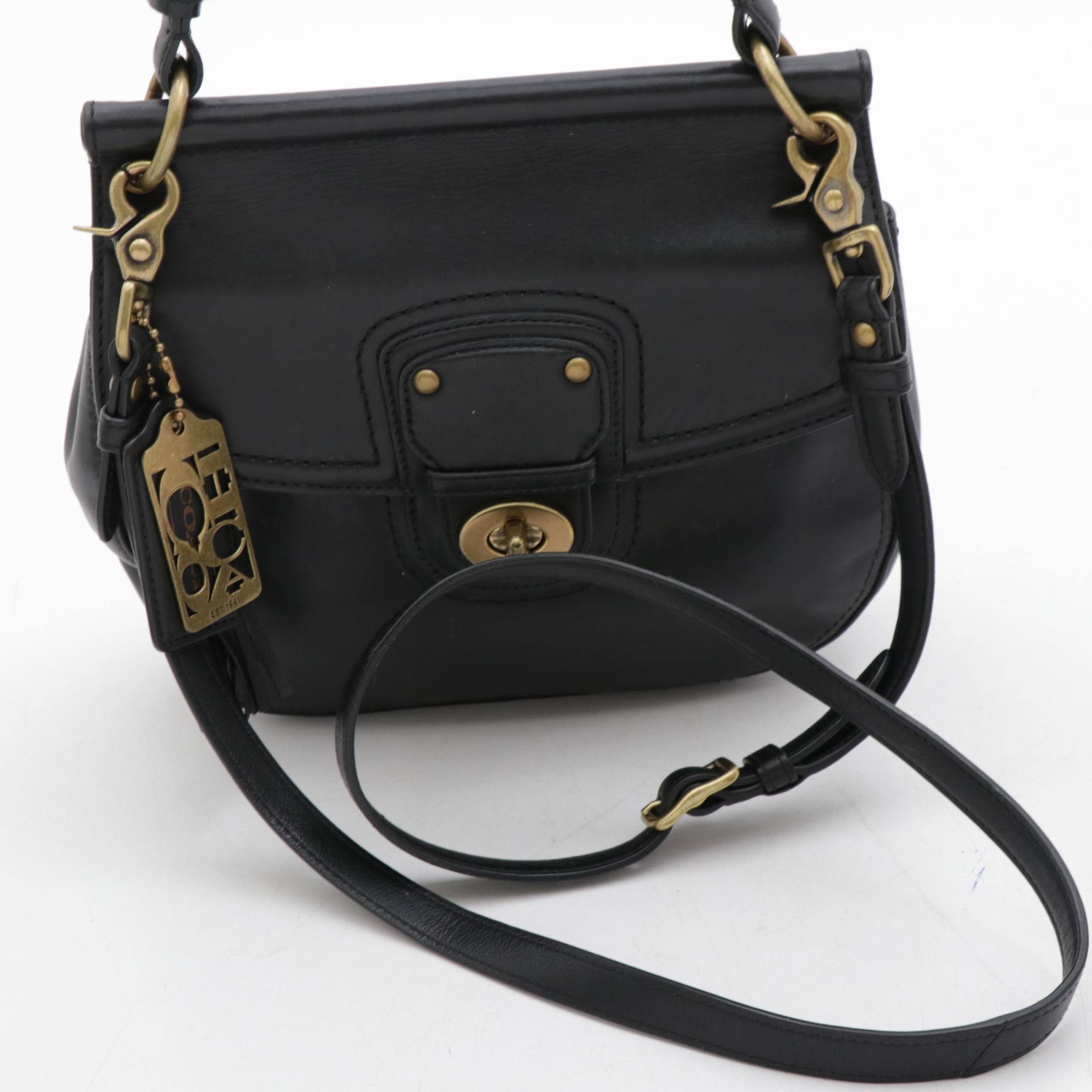 Coach Black Leather Willis 70th Anniversary Bag with Bifold Wallet