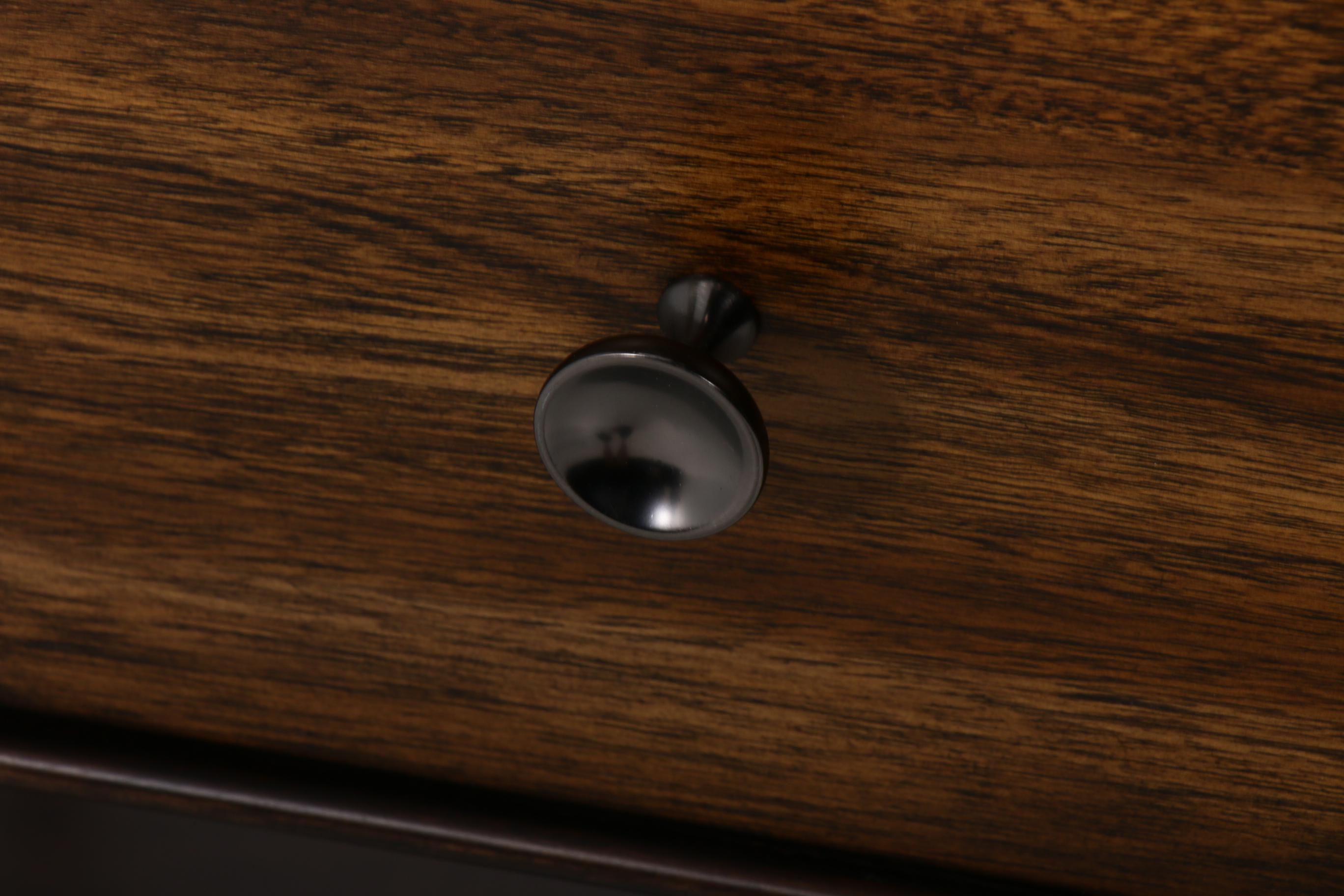 Hooker Furniture "Studio 7H Encase" Acacia, Walnut, and Black Metal Nightstand