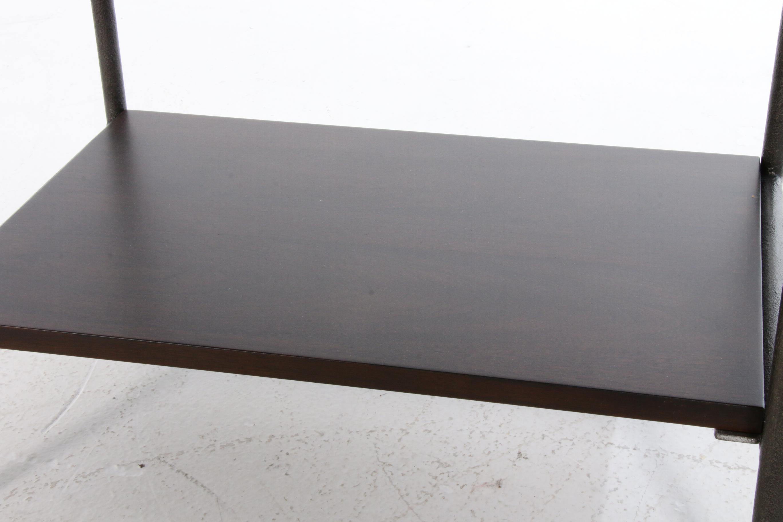 Hooker Furniture "Studio 7H Encase" Acacia, Walnut, and Black Metal Nightstand