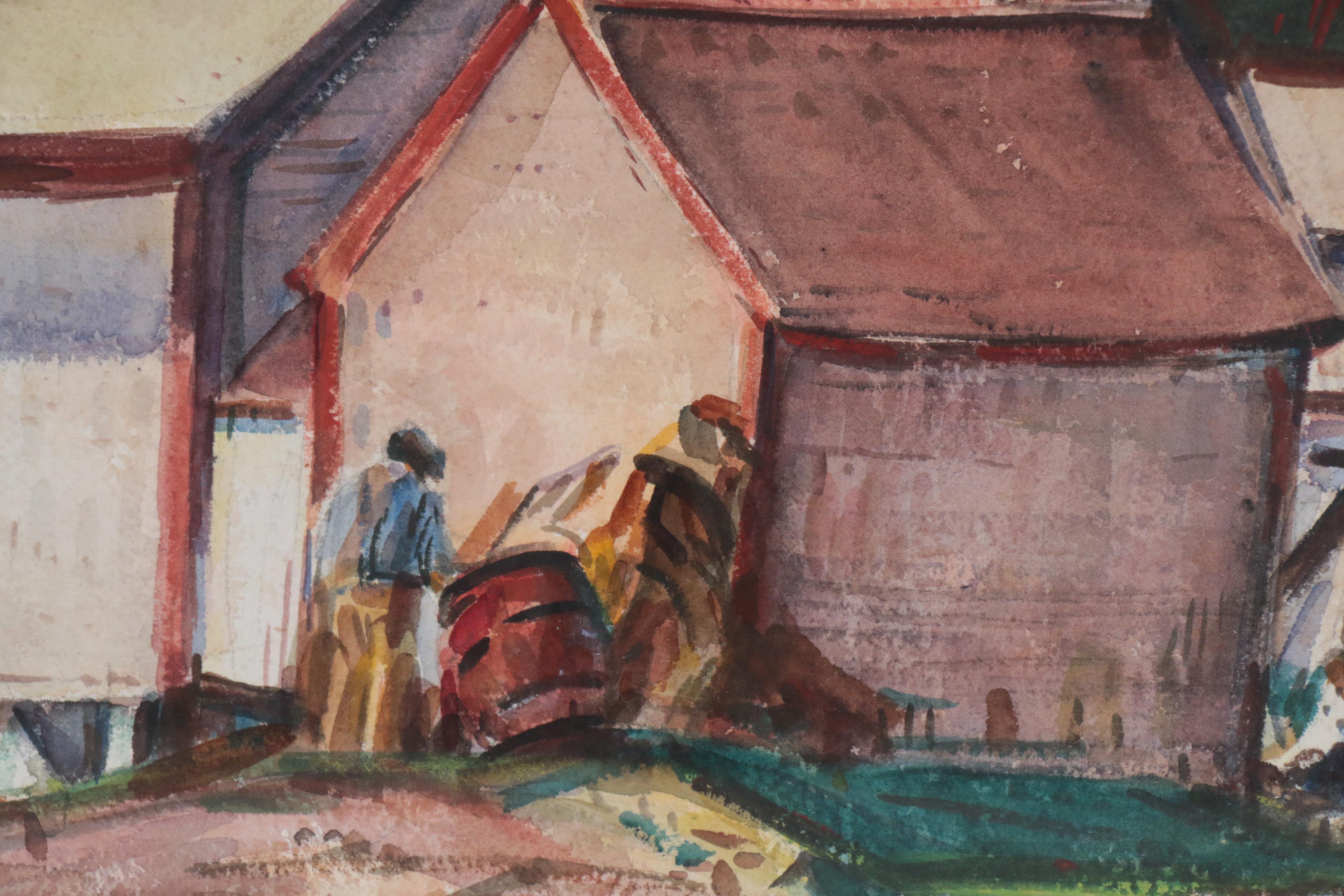 John E. Weis Watercolor Painting of Harbor Scene