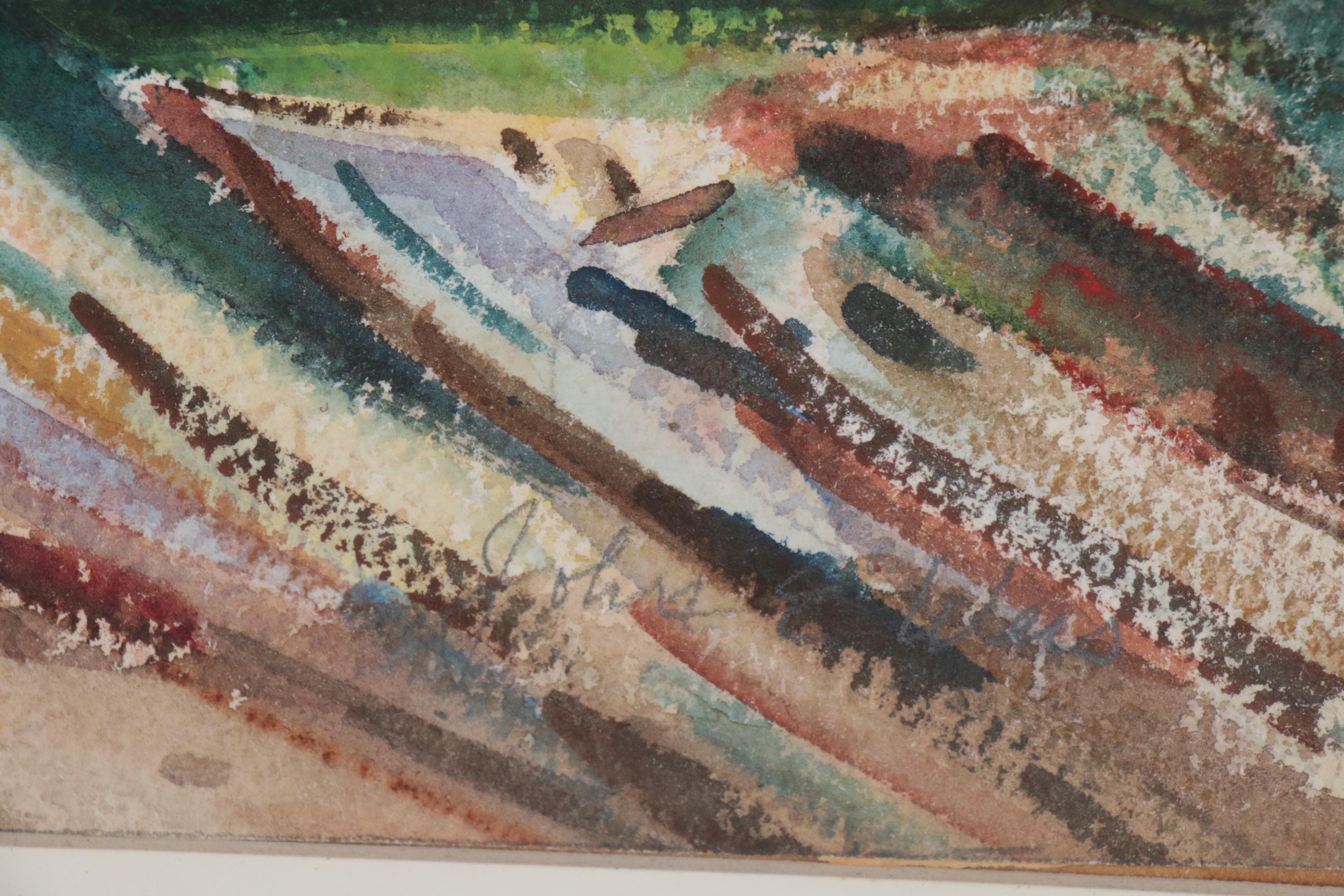 John E. Weis Watercolor Painting of Harbor Scene