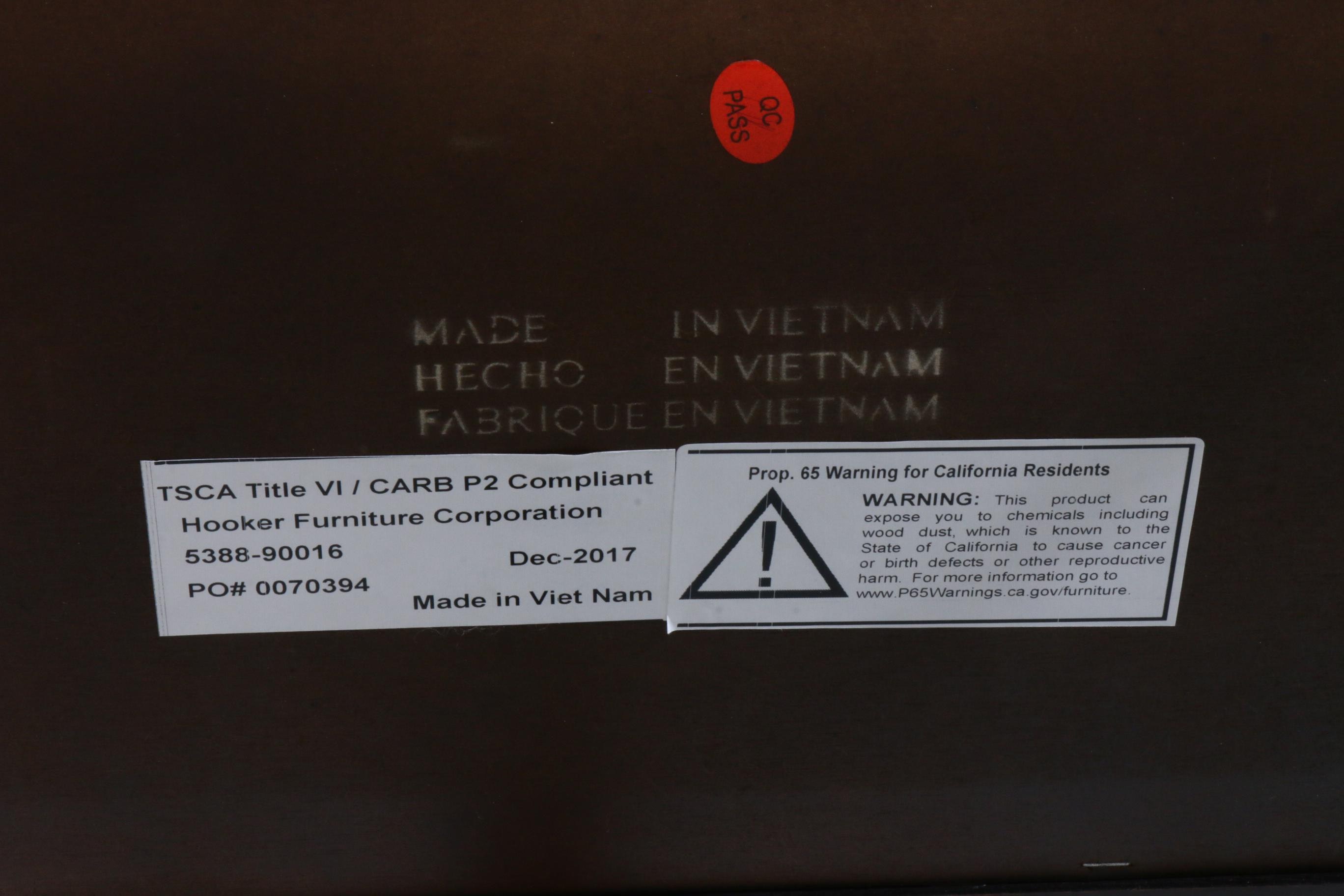 Hooker Furniture "Studio 7H Encase" Acacia, Walnut, and Black Metal Nightstand