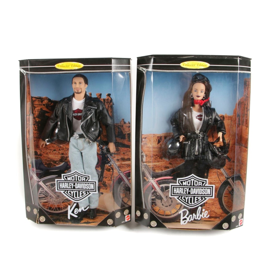 Harley-Davidson Barbie and Ken Dolls, Sealed in Box, 1998
