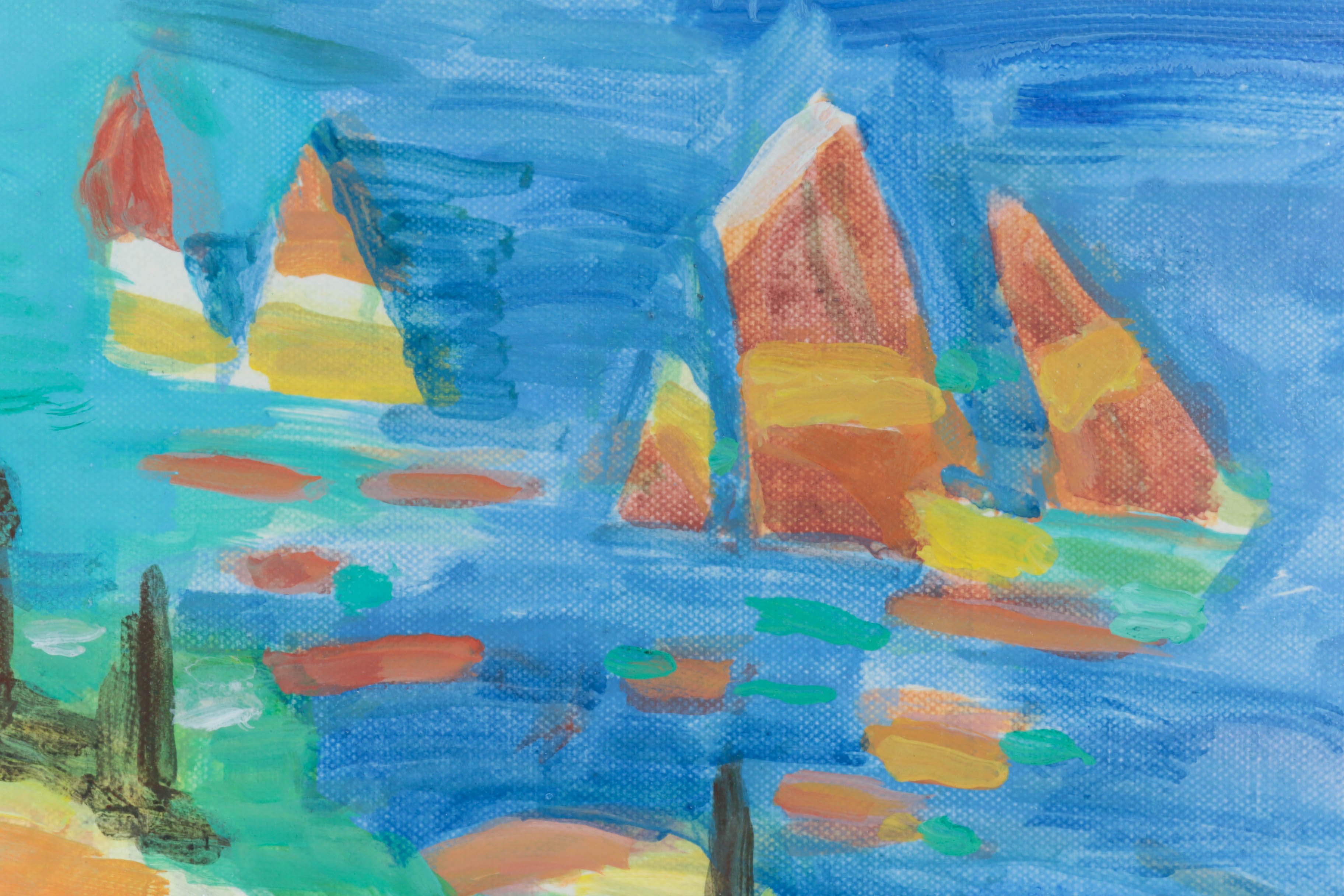 Pang Jen Oil Painting "Caribbean Harbor"