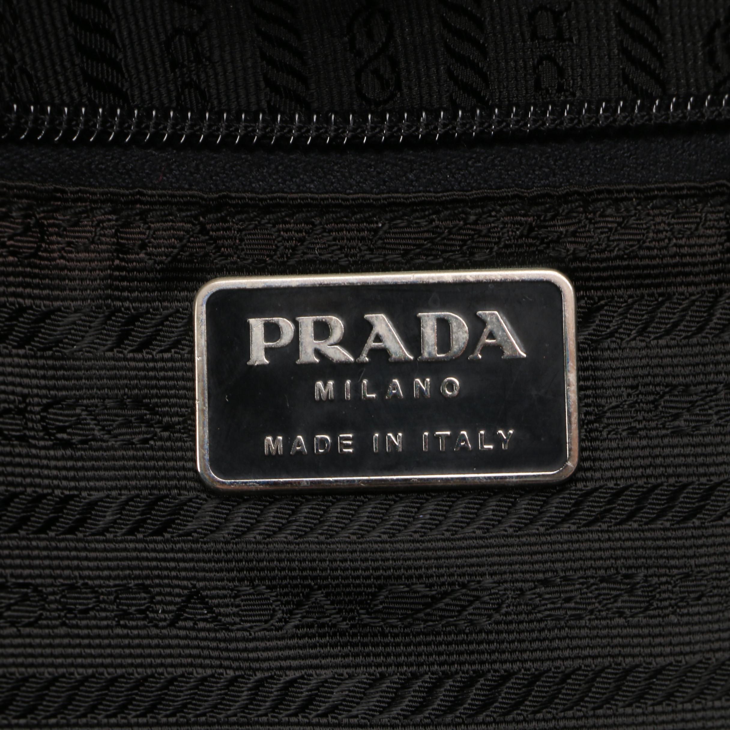 Prada Blue Tessuto Nylon Tote Trimmed in Black Leather with Combination Lock