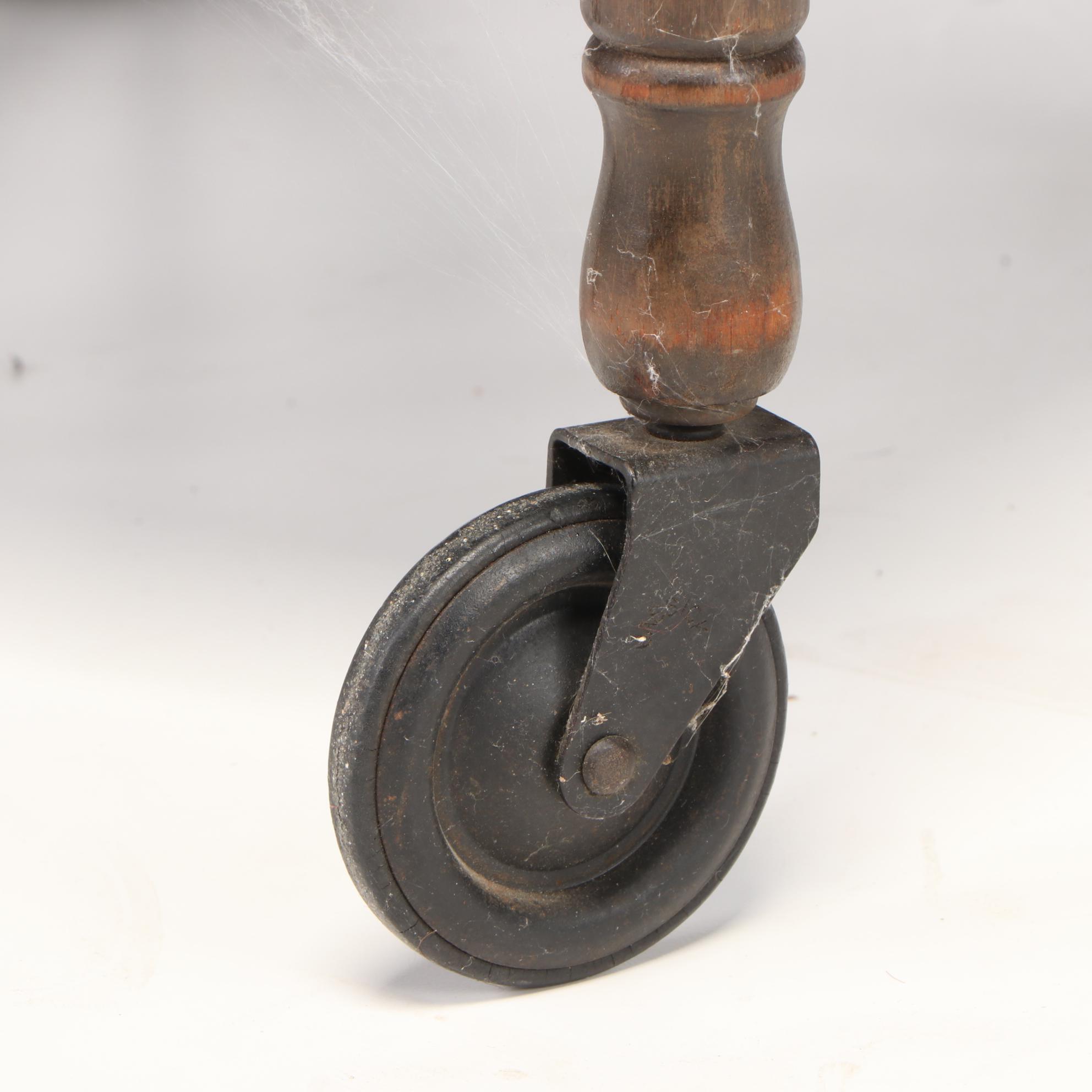 Weathered Wooden Tea Cart with Removable Tray, Mid to Late 20th C.