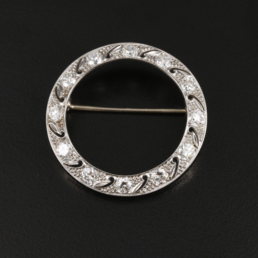 Vintage Platinum 2.16 CTW Diamond Concentric Brooch