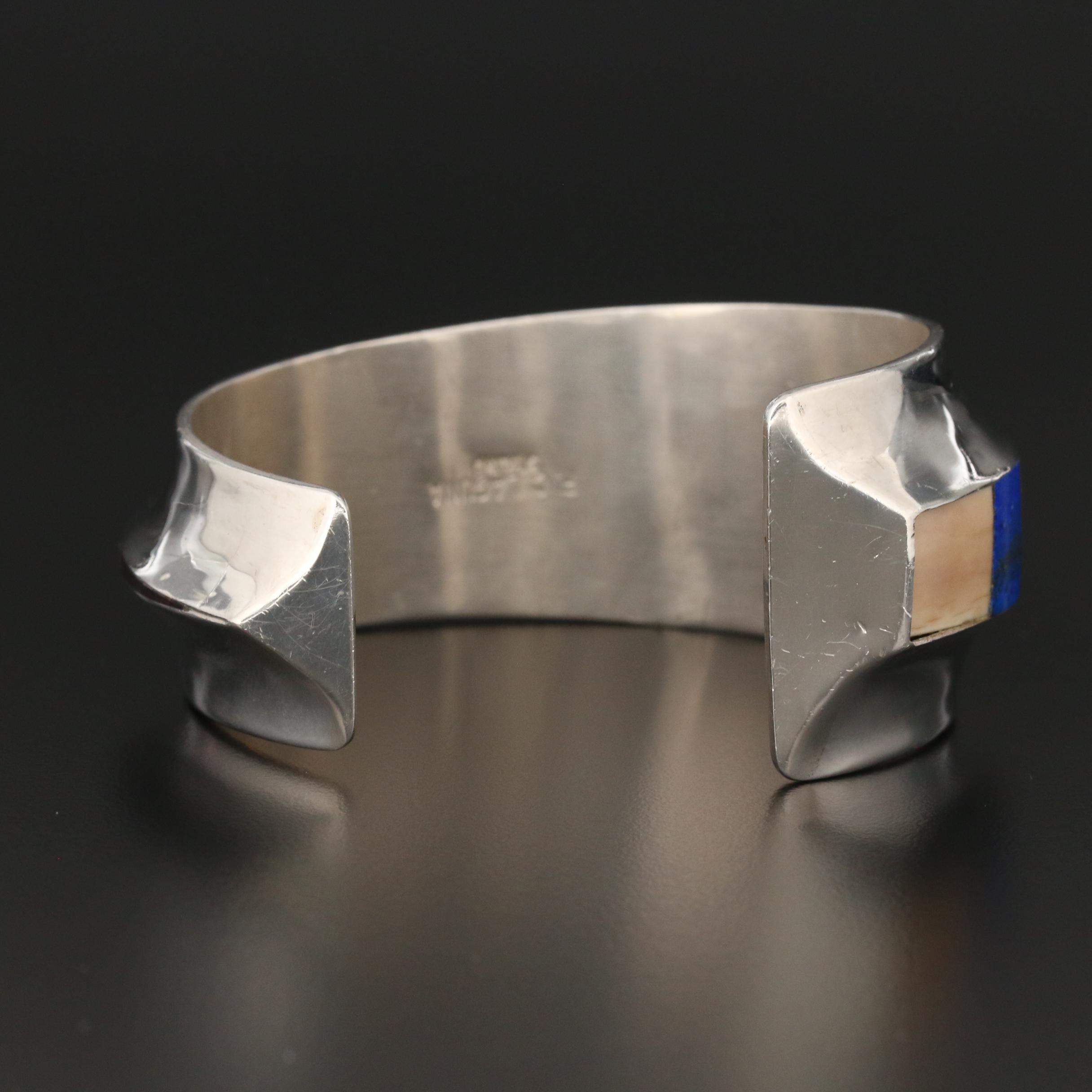 F C Laguna, Choctaw Sterling Cuff Bracelet with Lapis Lazuli, Turquoise and More
