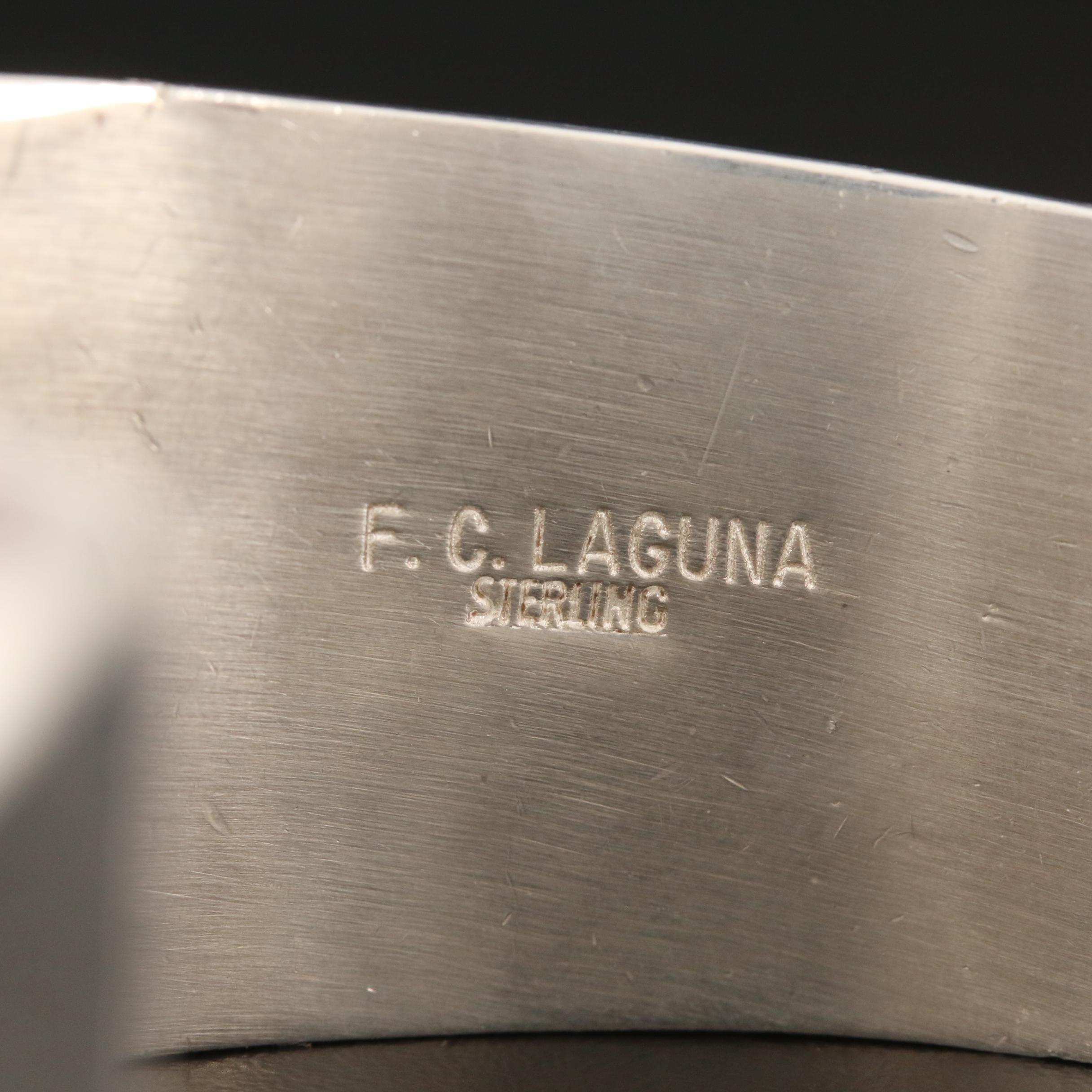 F C Laguna, Choctaw Sterling Cuff Bracelet with Lapis Lazuli, Turquoise and More
