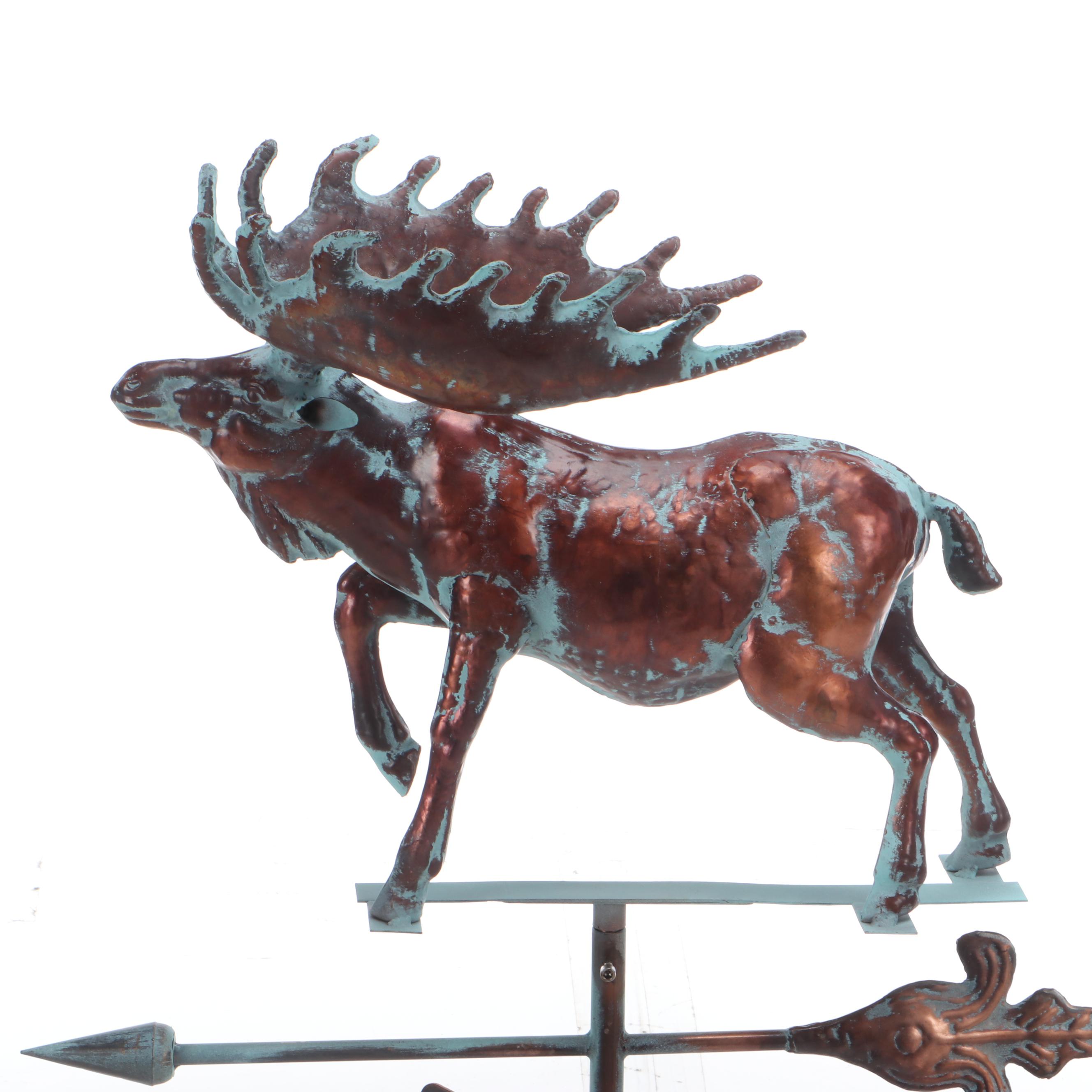 Copper Moose Rooftop Weathervane