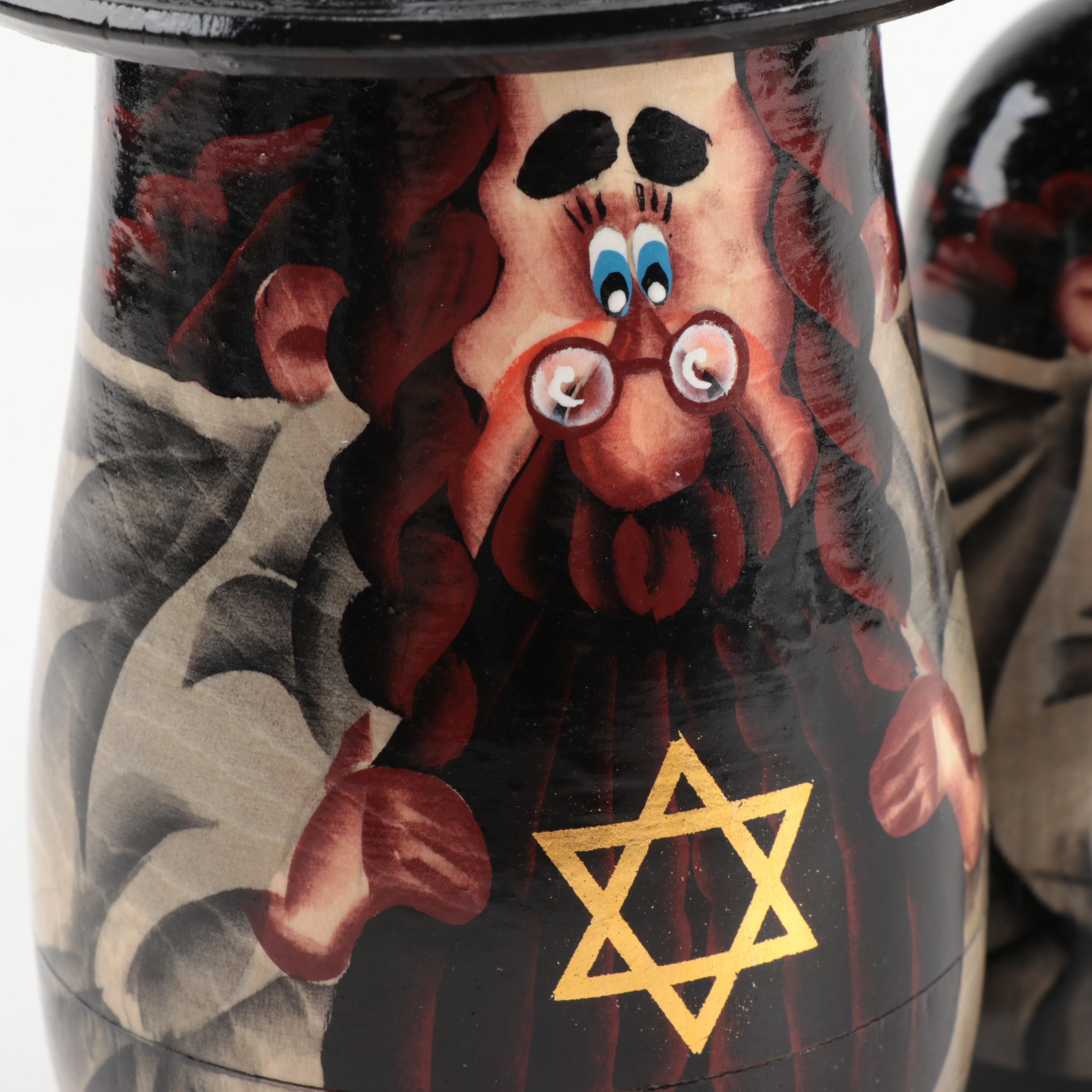 Hand-Painted Nesting Rabbi Dolls