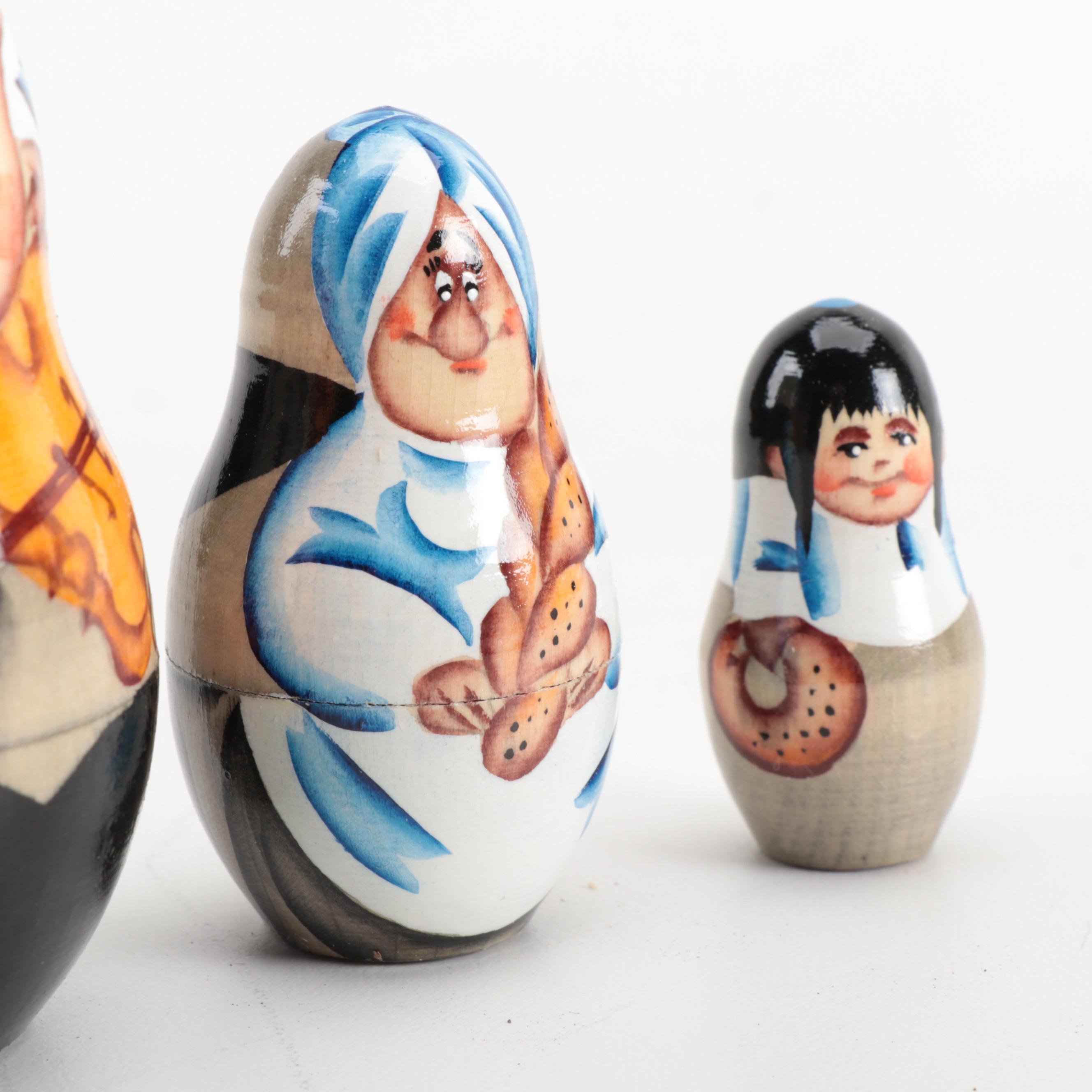 Hand-Painted Nesting Rabbi Dolls