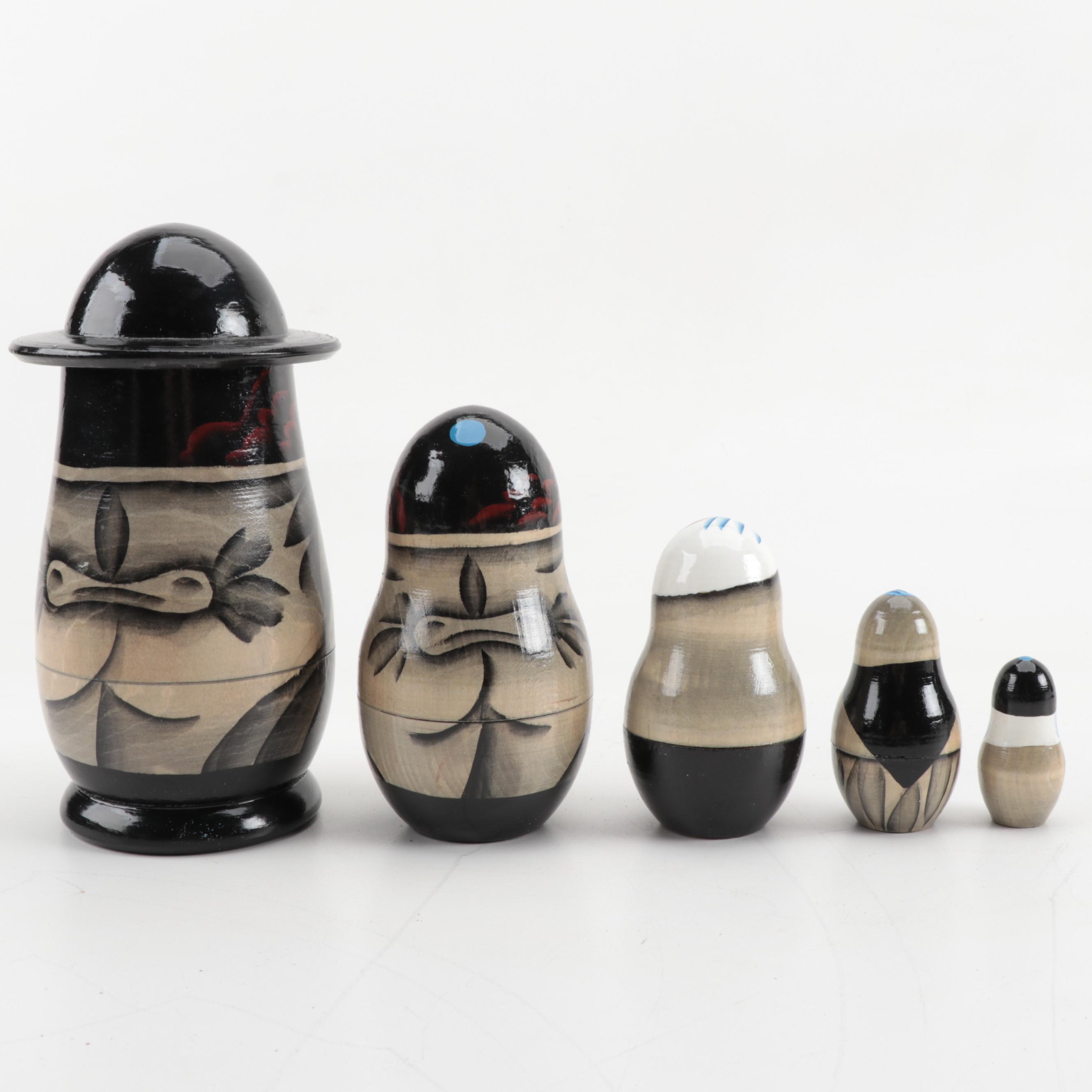 Hand-Painted Nesting Rabbi Dolls