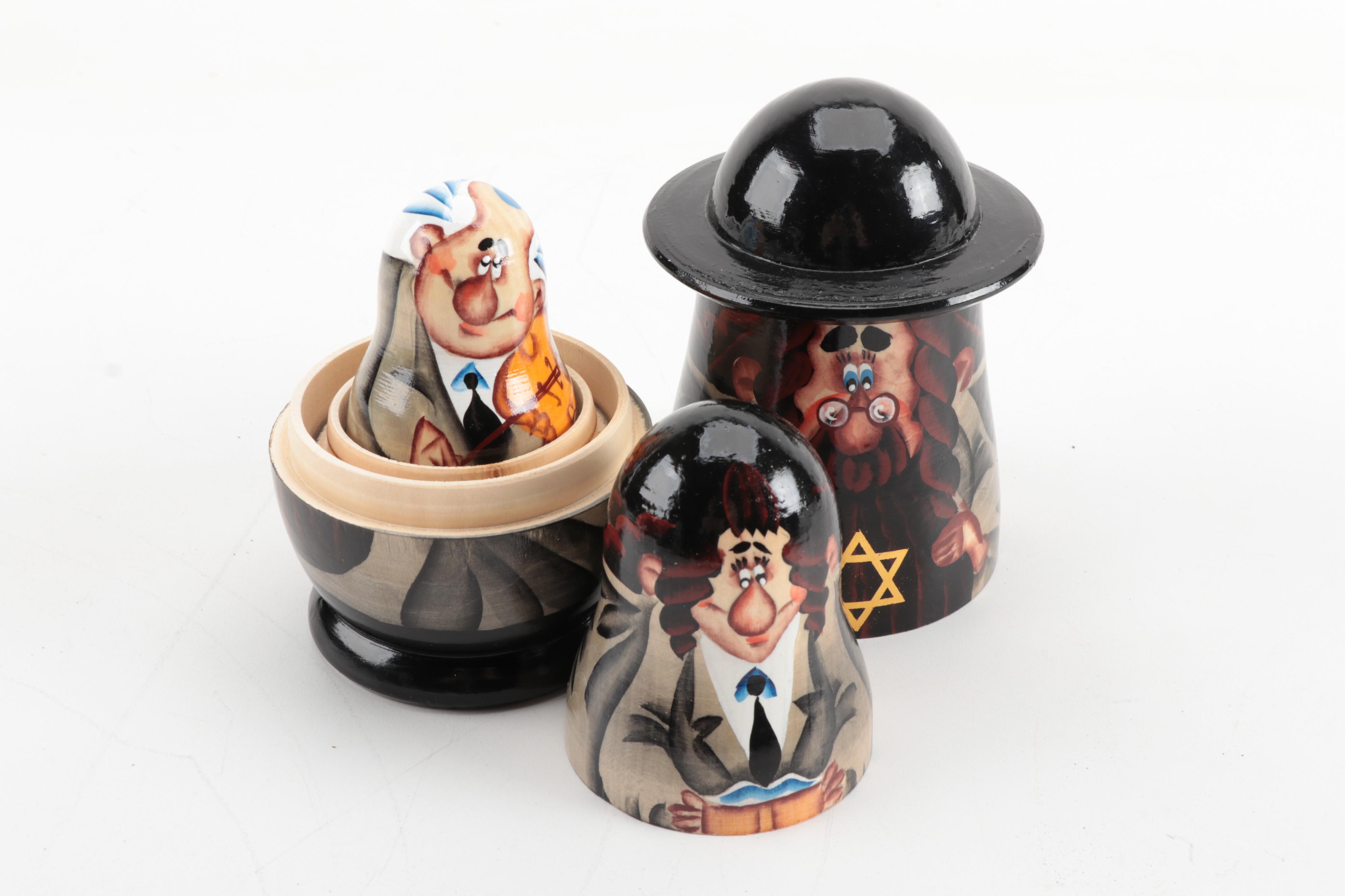 Hand-Painted Nesting Rabbi Dolls