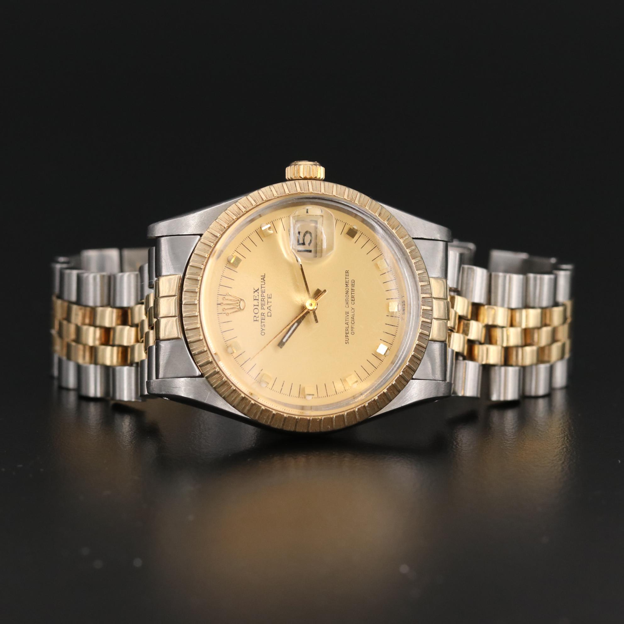 Rolex Date 14K Gold and Stainless Steel Automatic Watch, 1981
