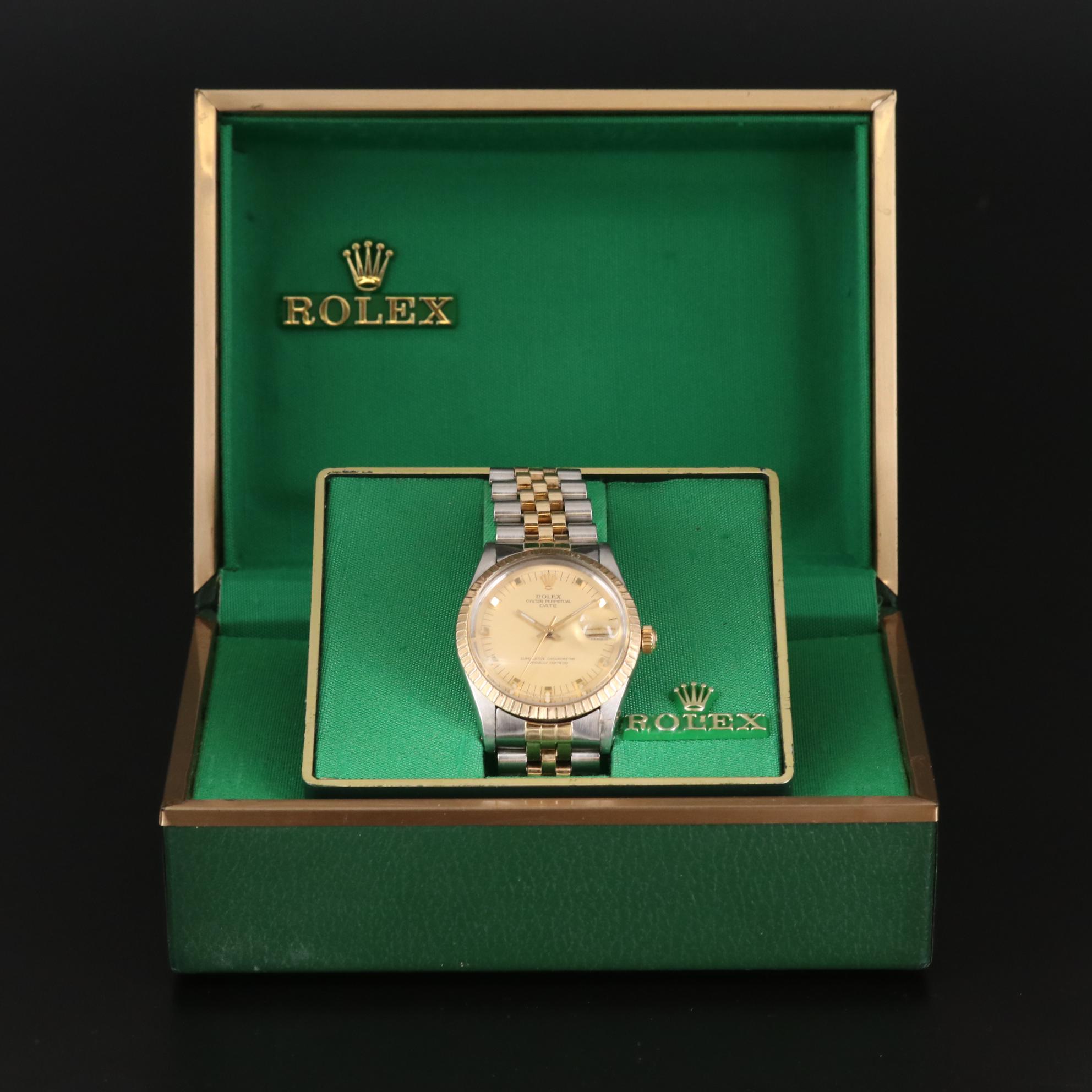 Rolex Date 14K Gold and Stainless Steel Automatic Watch, 1981