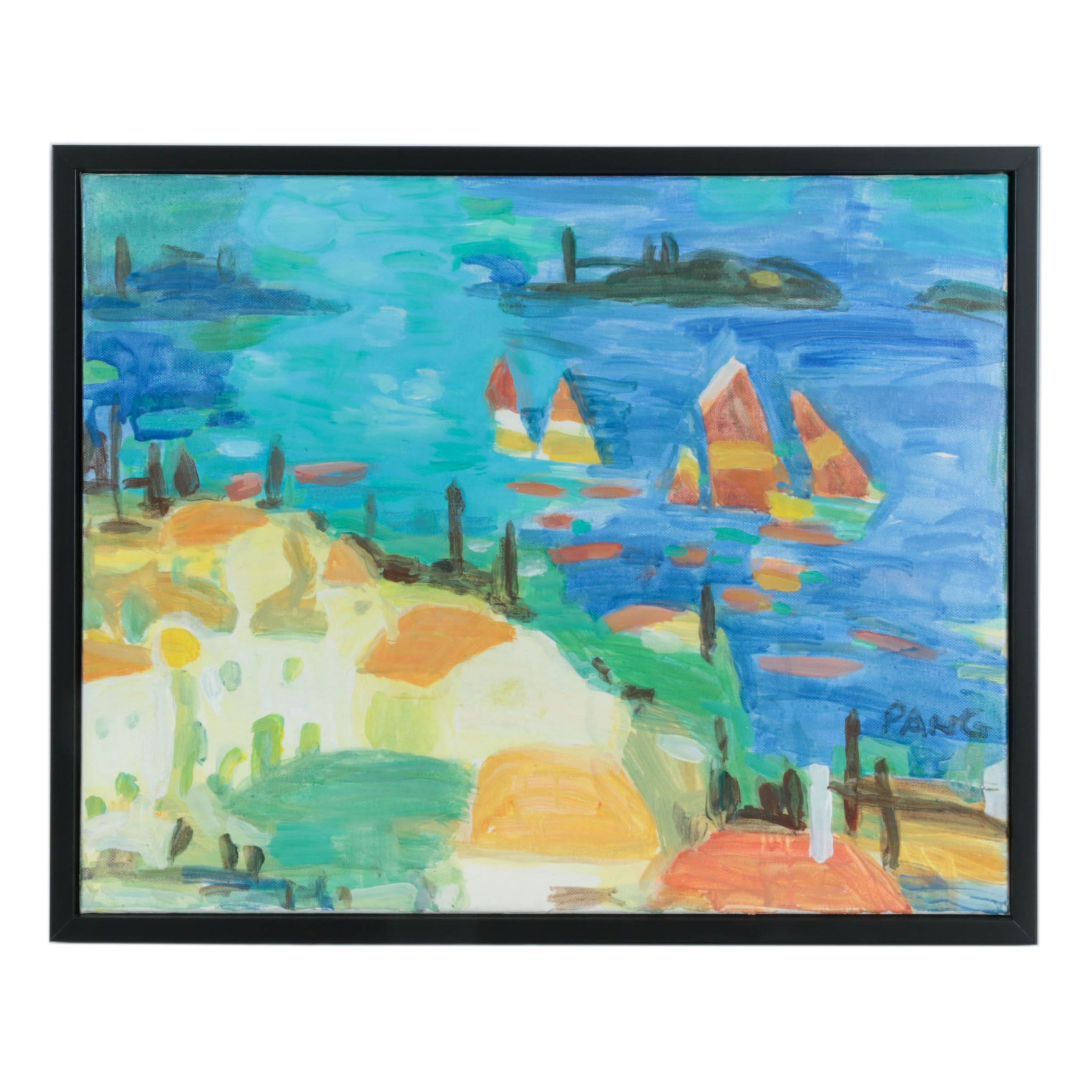 Pang Jen Oil Painting "Caribbean Harbor"