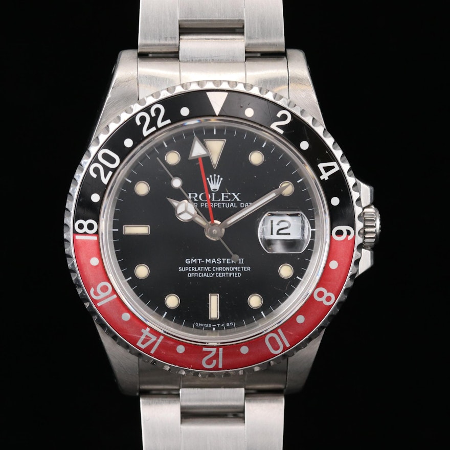 Rolex GMT-Master II "Coke" Stainless Steel Automatic Wristwatch, 1991