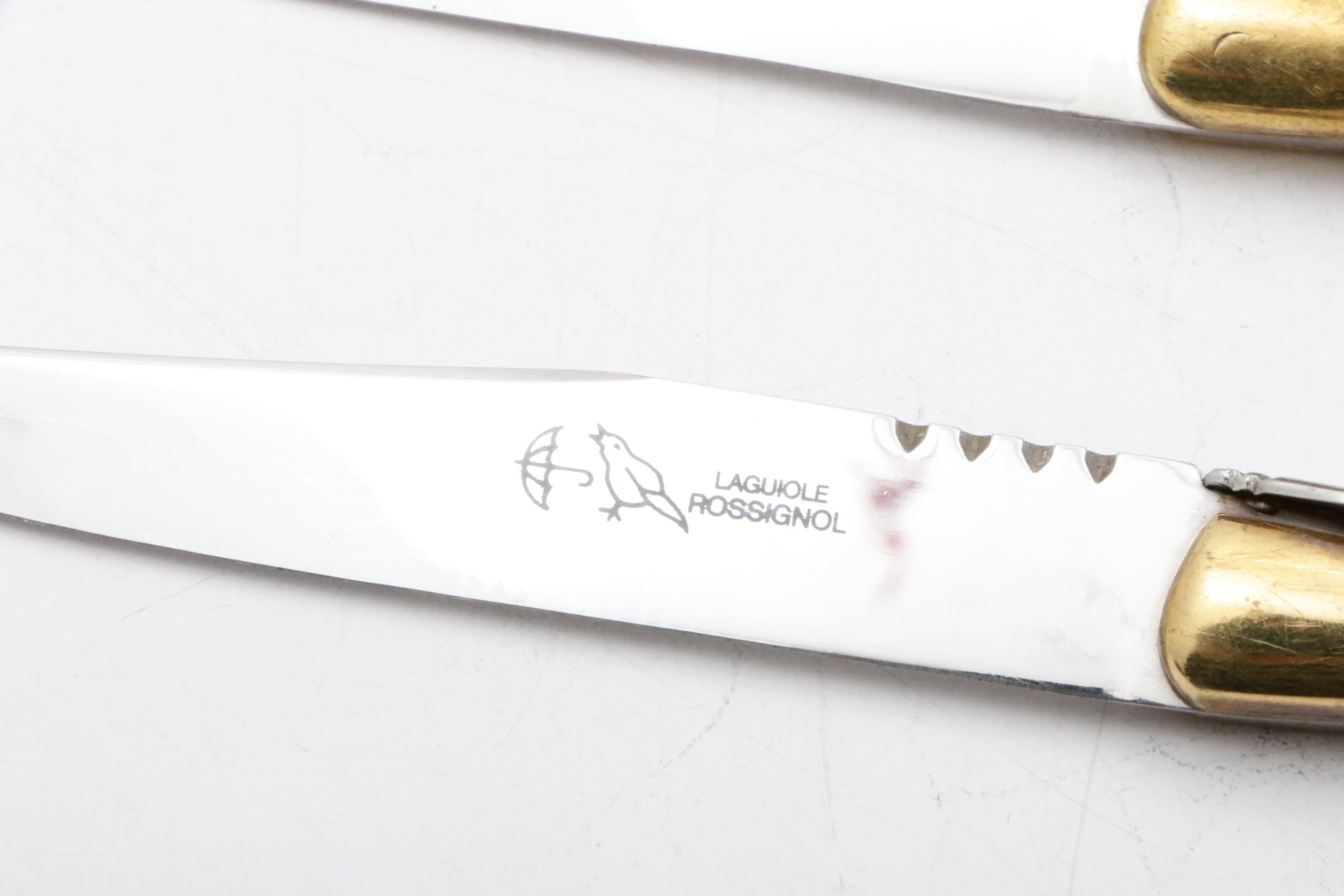 Laguiole Rossignol Checkered Stainless Steel Steak Knives